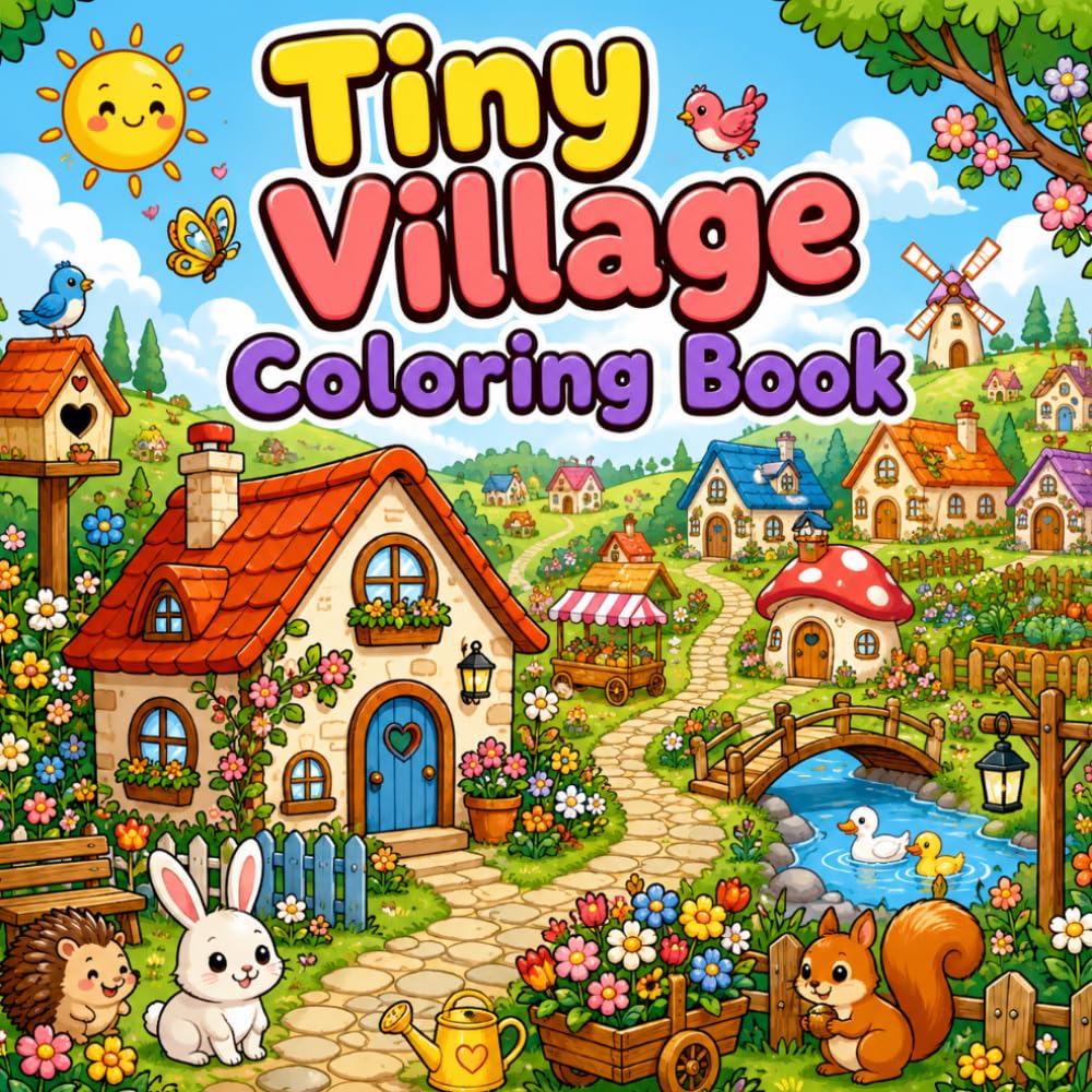 Tiny Village Coloring Book: Cozy Little Homes & Peaceful Village Scenes (Tiny Tales Collection)
