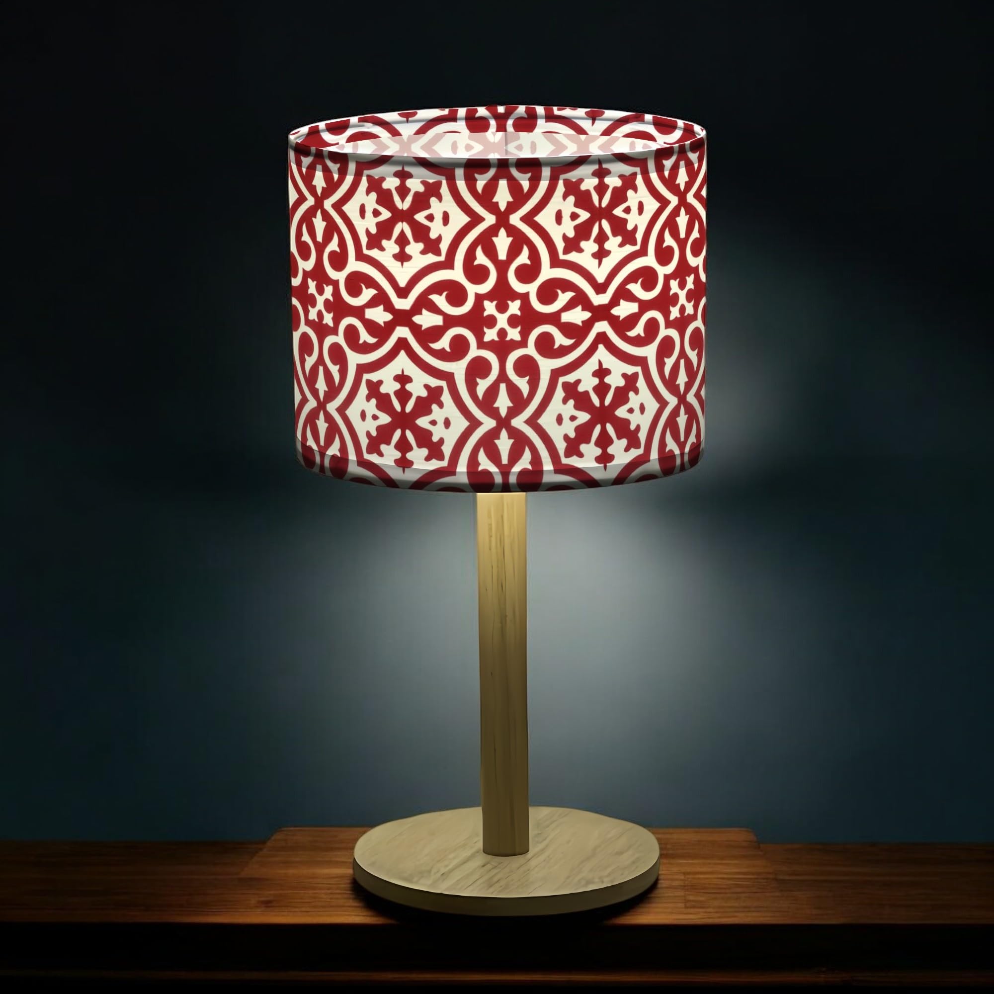 Bellaluma Lampada da Comodino con Paralume Stampato | Lampada Decorativa da Tavolo in Legno per Camera da Letto, Soggiorno o Ingresso | Confezione Regalo Premium + Lampadina LED Inclusa