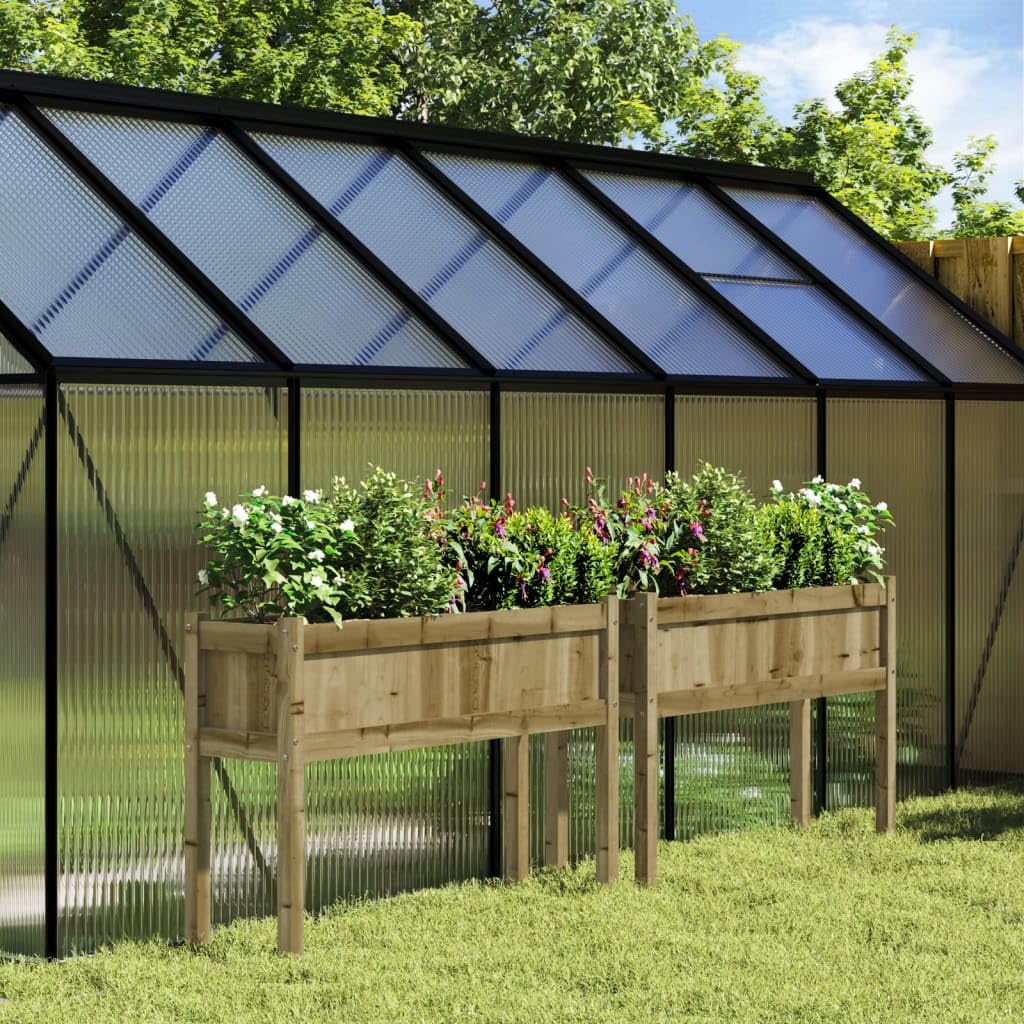 Fioriera con gambe, in legno di pino impregnato in autoclave, 110 x 31 x 70 cm, resistente alle intemperie, per balcone, terrazza, giardino, interni ed esterni, con drenaggio e serbatoio