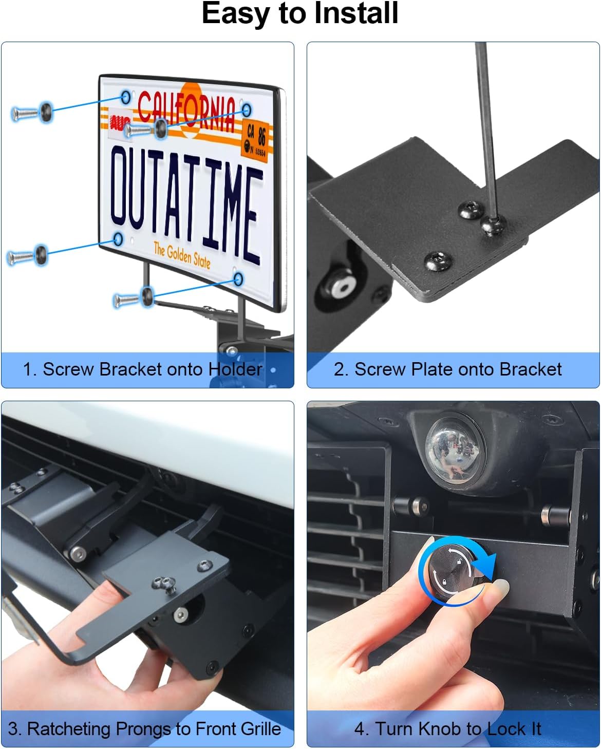 No Drill Front License Plate Holder for Tesla Model Y Juniper 2025-2026, Camera-Compatible Plate Bracket Mount Lockable Anti-Theft No Adhesives License Plate Frame Car Wash Safe Model Y Accessories