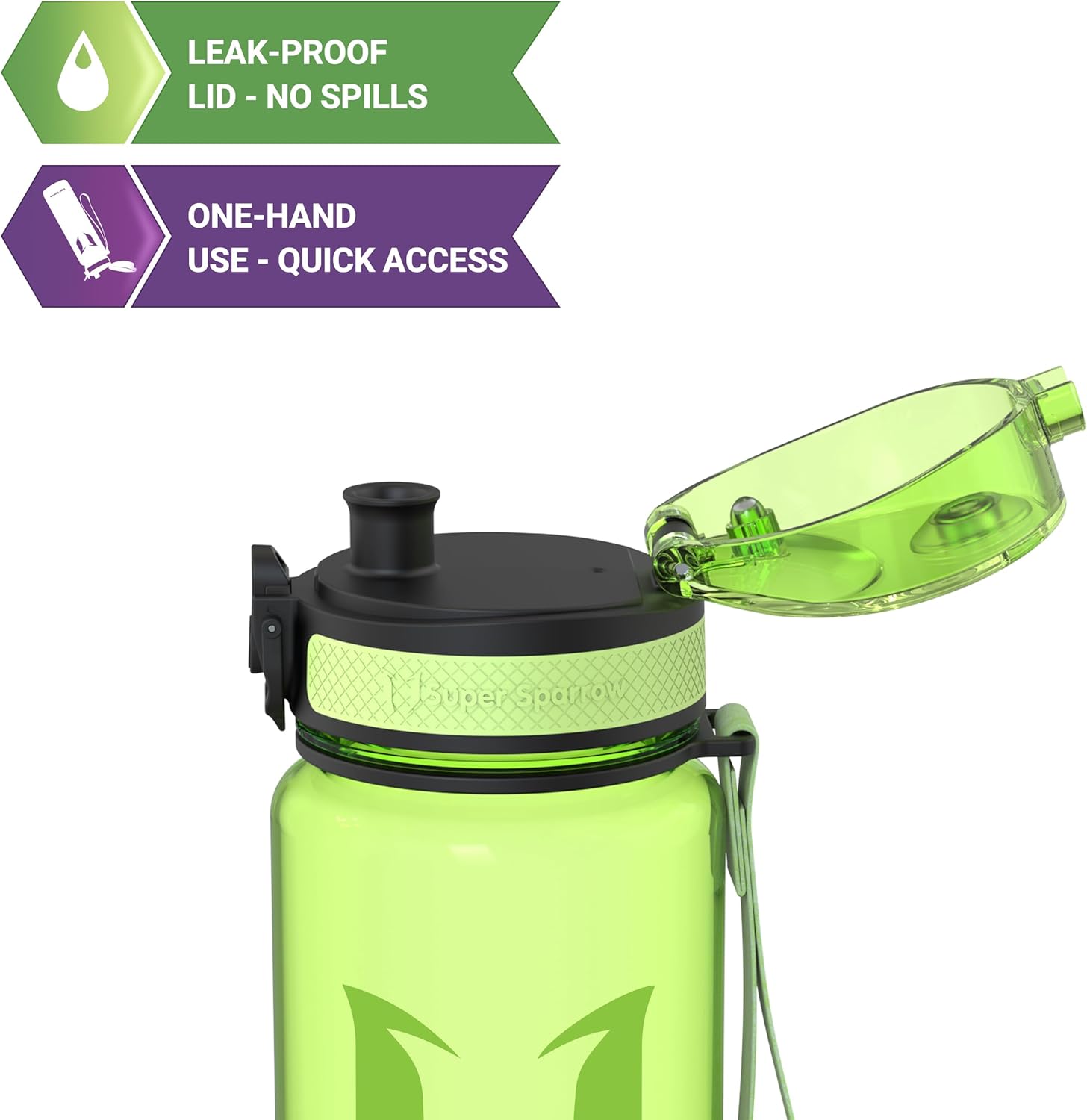 Super Sparrow Sports Water Bottle - 750ml - Non-Toxic BPA Free & Eco-Friendly Tritan Co-Polyester Plastic - For Running, Gym, Yoga, Outdoors and Camping