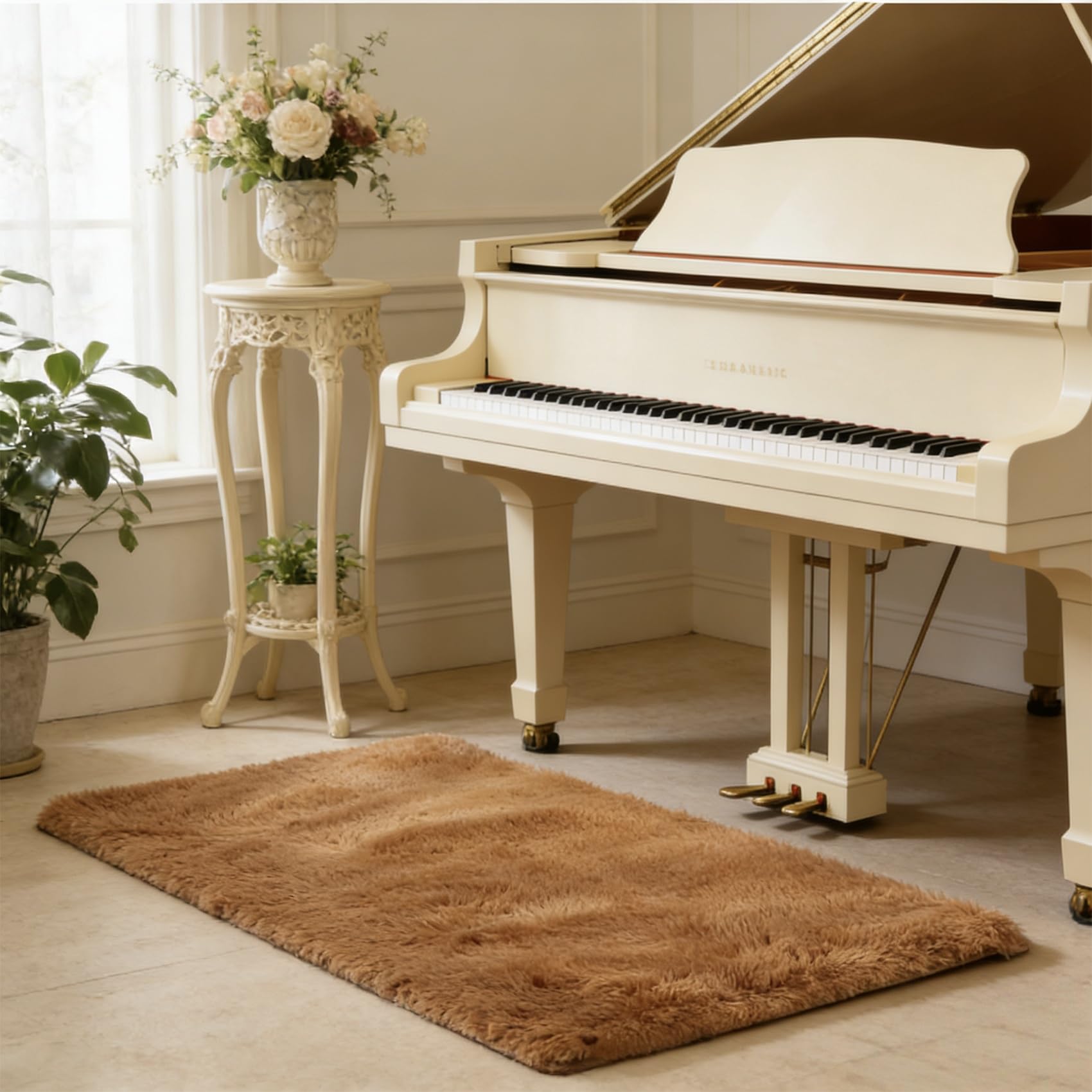 Tapis salon poils longs marron 290 x 160 cm pour une ambiance cosy