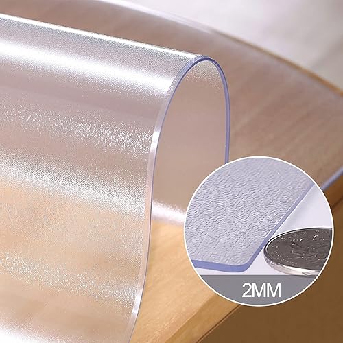 Miniatura 2 de Protector de mesa de PVC esmerilado de 0.079 pulgadas de grosor, almohadilla redonda de plástico, antideslizante, transparente, cubierta de mesa