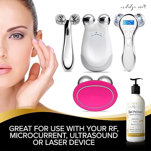 Miniatura 3 de Gel Conductivo - Imprimación de gel hidratante facial, ácido hialurónico, péptido de colágeno, niacinamida, vitamina E, lámina dorada