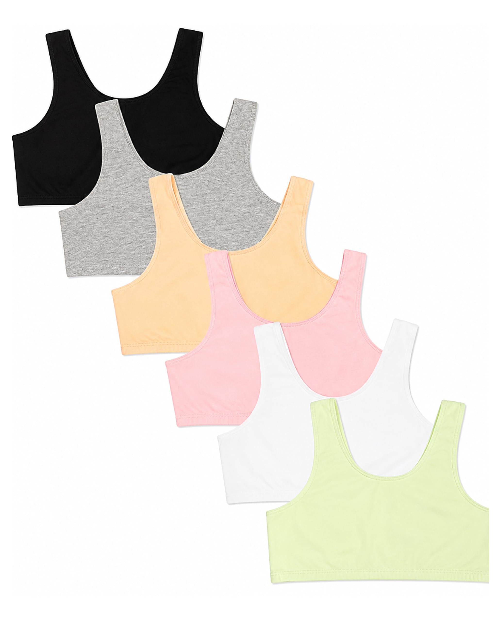 Fruit of The Loom Brasier Deportivo elástico multialgodón para niña, Disponible en Paquetes de 6