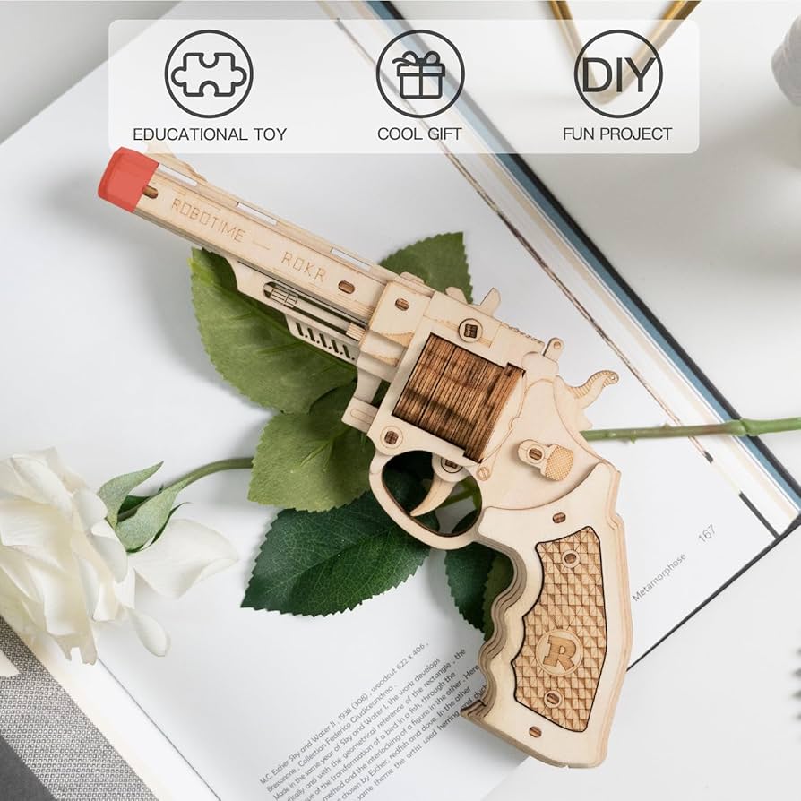 Amazon.com: ROKR 3D Wooden Puzzles Rubber Band Gun Model Craft Kit