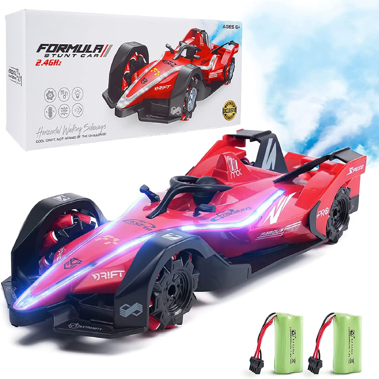 Hstore Life F1 Fast RC Drift Car, Remote Control Car LED Lights 4WD 2.4GHz 360°Rotating Race Sport S