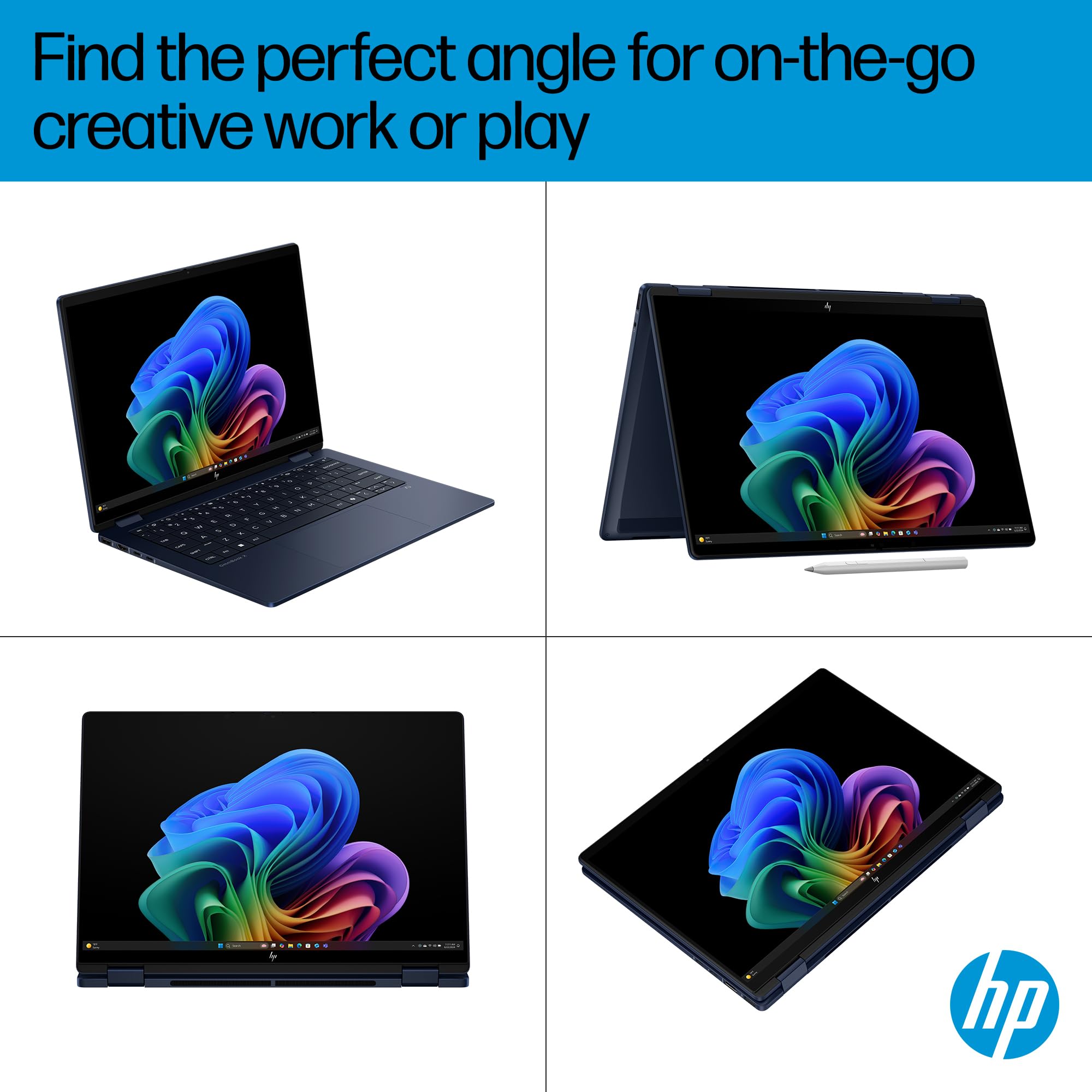 HP OmniBook X Flip 2-in-1 Next Gen AI 14" Laptop | CoPilot+ PC | Intel® Core™ Ultra 7-256V Processor | 16GB RAM | 1TB SSD | Intel Arc™ 140V Graphics | 2K OLED Touchscreen | Windows 11 | 14-fm0006sa — view 6