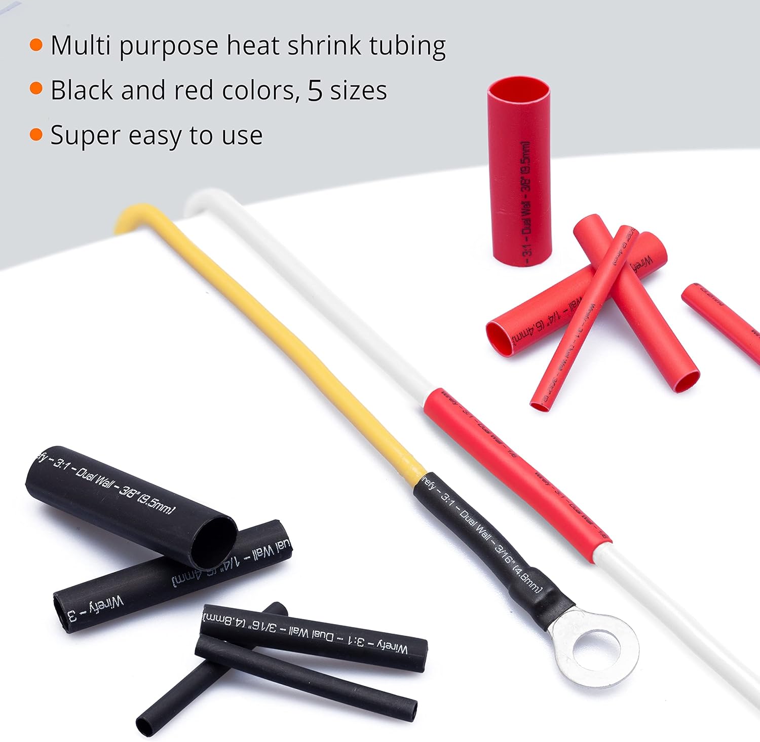Wirefy 190 PCS Heat Shrink Tubing Kit - 4:1 Dual Wall Tube - Adhesive Lined - Marine Shrink Tubing - Black, Red : Industrial & Scientific