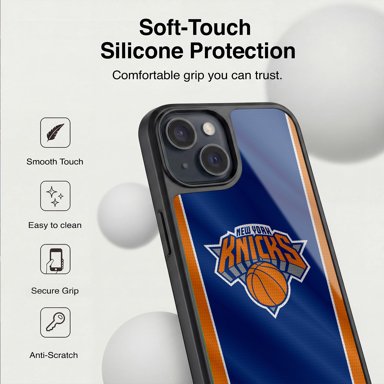 Head Case Designs sous Licence Officielle NBA Bannière Verticale New York Knicks Coque en Gel renforcée [Protection de Qualité Militaire] Compatible avec Apple iPhone 15