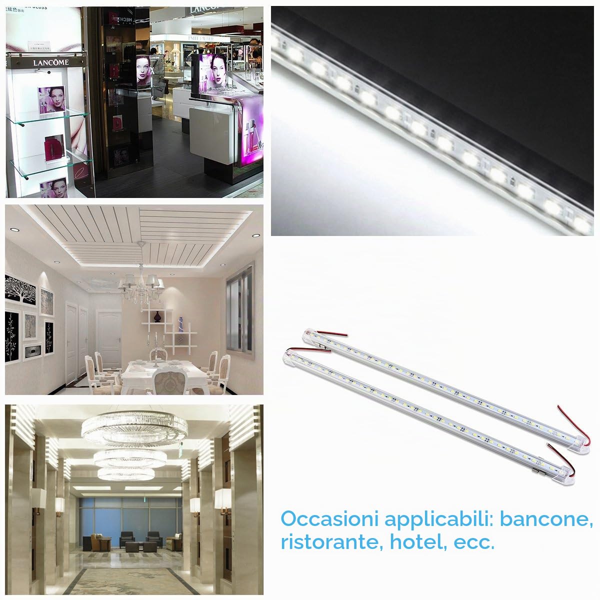 WINOMO 2pcs DC 12V 50CM Alluminio Striscia LED Rigida Barra di Luce Lampada (Bianco)