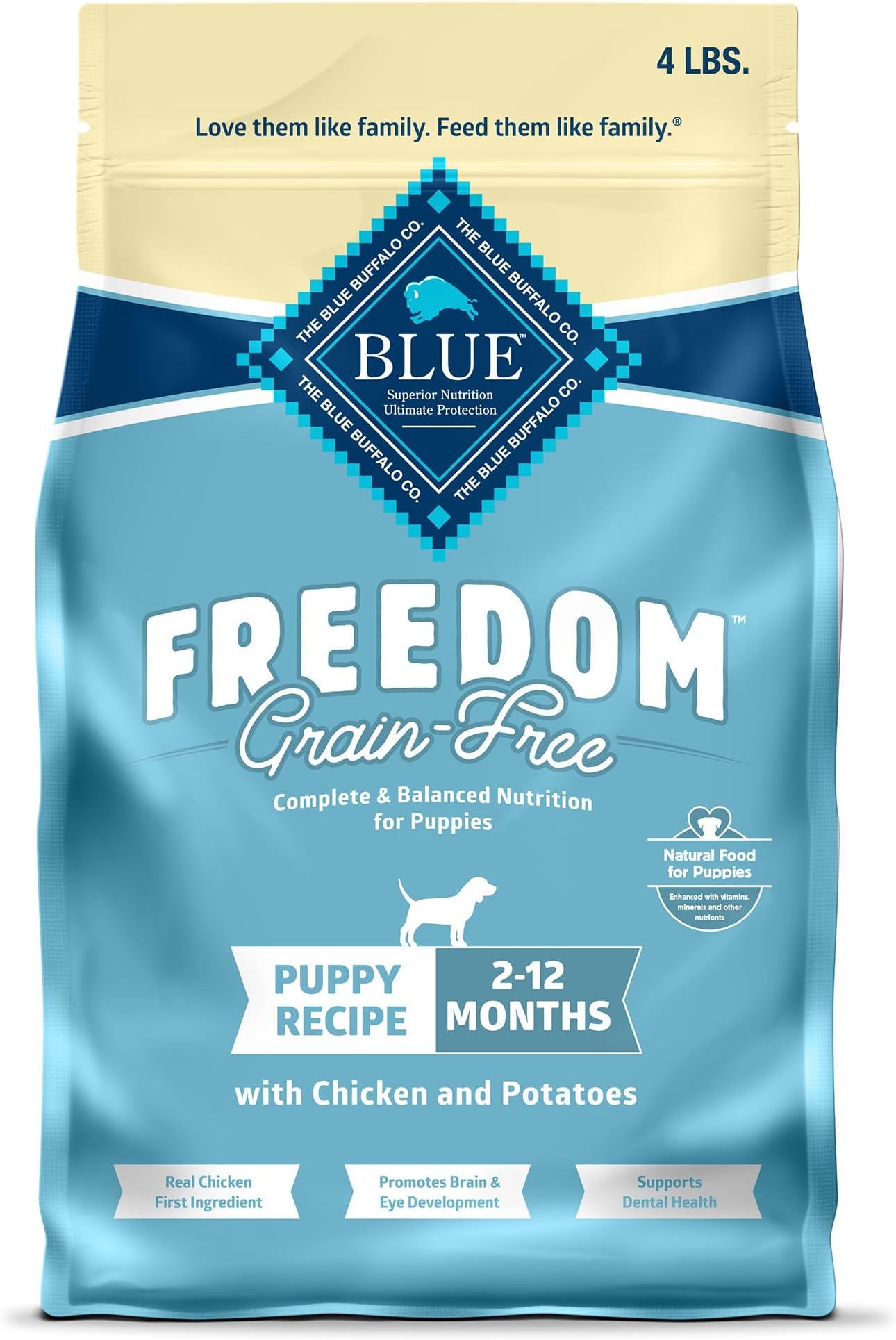 Blue Buffalo Freedom Grain Free Natural Puppy Dry Dog Food, Chicken 4-lb
