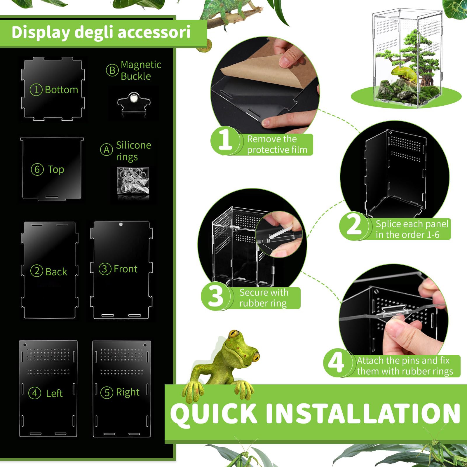 Springspinnen Terrarium 2er Set – Acryl-Gehäuse 11,9x11,9x20,1 Cm Mit Belüftung, Für Vogelspinnen, Reptilien & Insekten