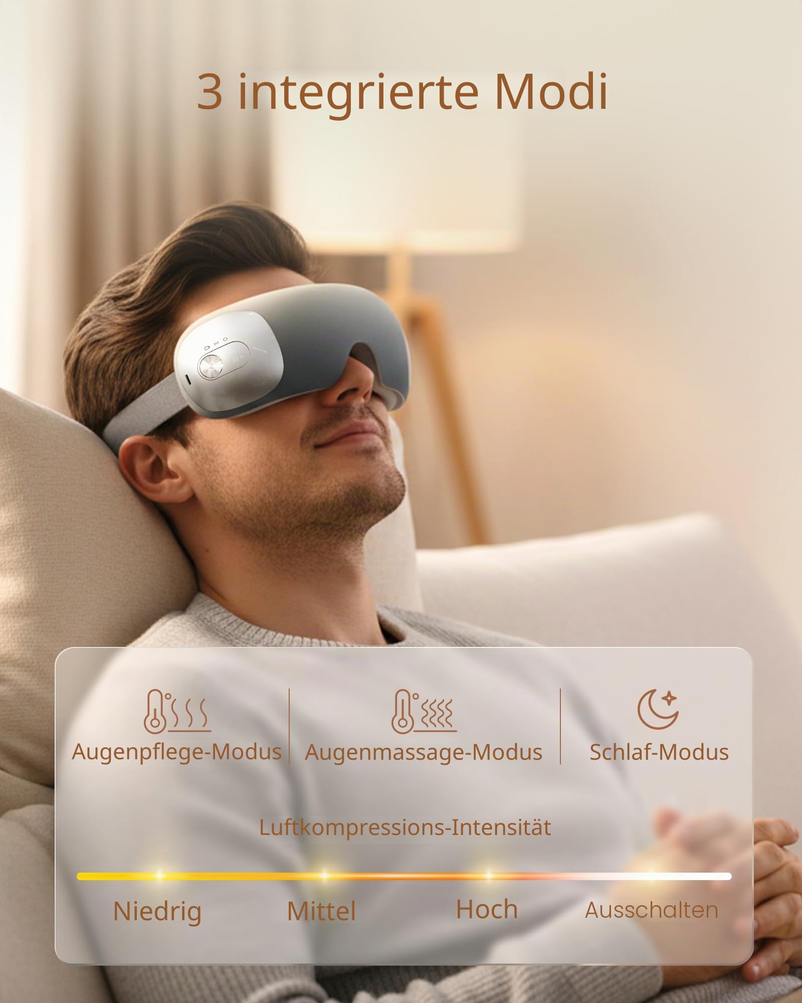 Ultra-leichter Augenmassager mit 2 Heizstufen, 120 Min Laufzeit
