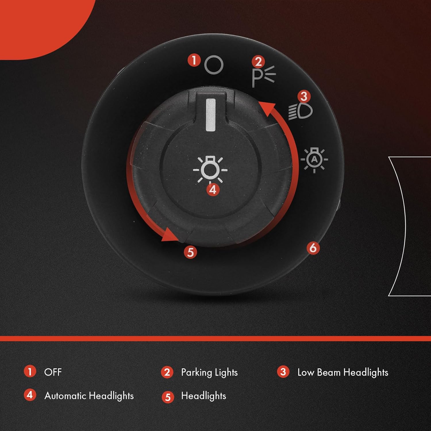 A-Premium Headlight Switch Instrument Panel Headlamp Dimmer Switch Compatible with Ford F150 2009-2014, F250 F350 F450 F550 Super Duty 2011-2019 & Lincoln Mark LT 2010-2014, Without Fog Lights