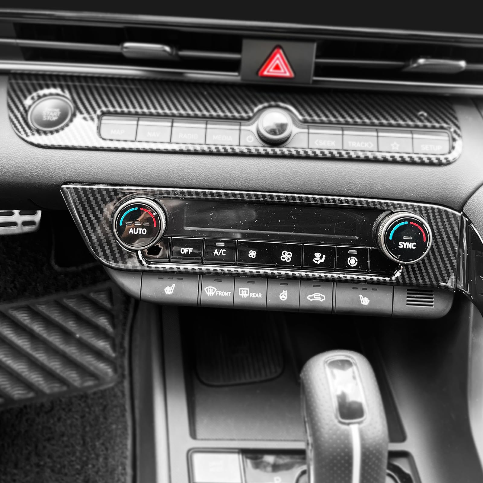 Carbon Fiber Style AC Switch Panel Cover For Hyundai Elantra N Line 2021-2025 - Interior Trim Upgrade