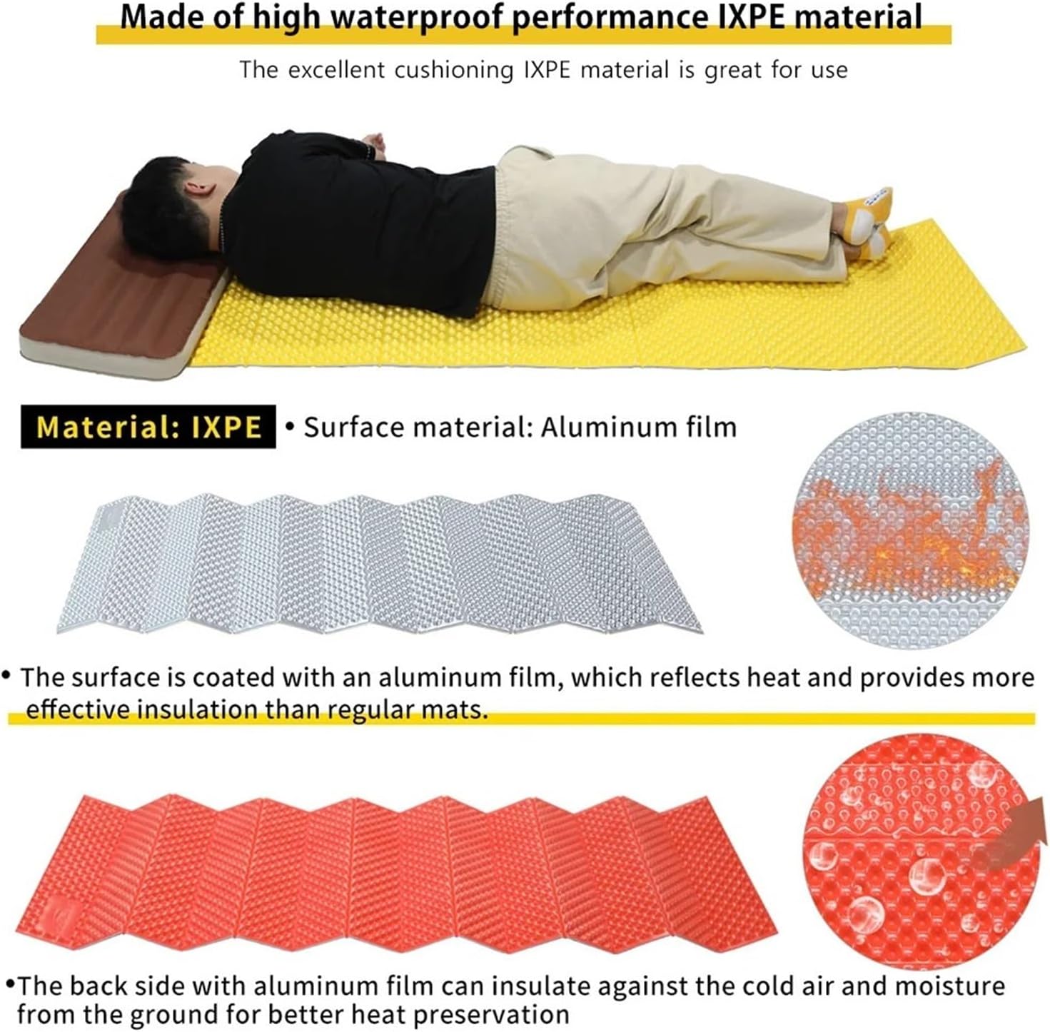 Aluminium Sleeping Mat Outdoor Folding Mat Camping Tent Aluminum Film Waterproof Sleeping Pad Egg Trough Bed Mattress