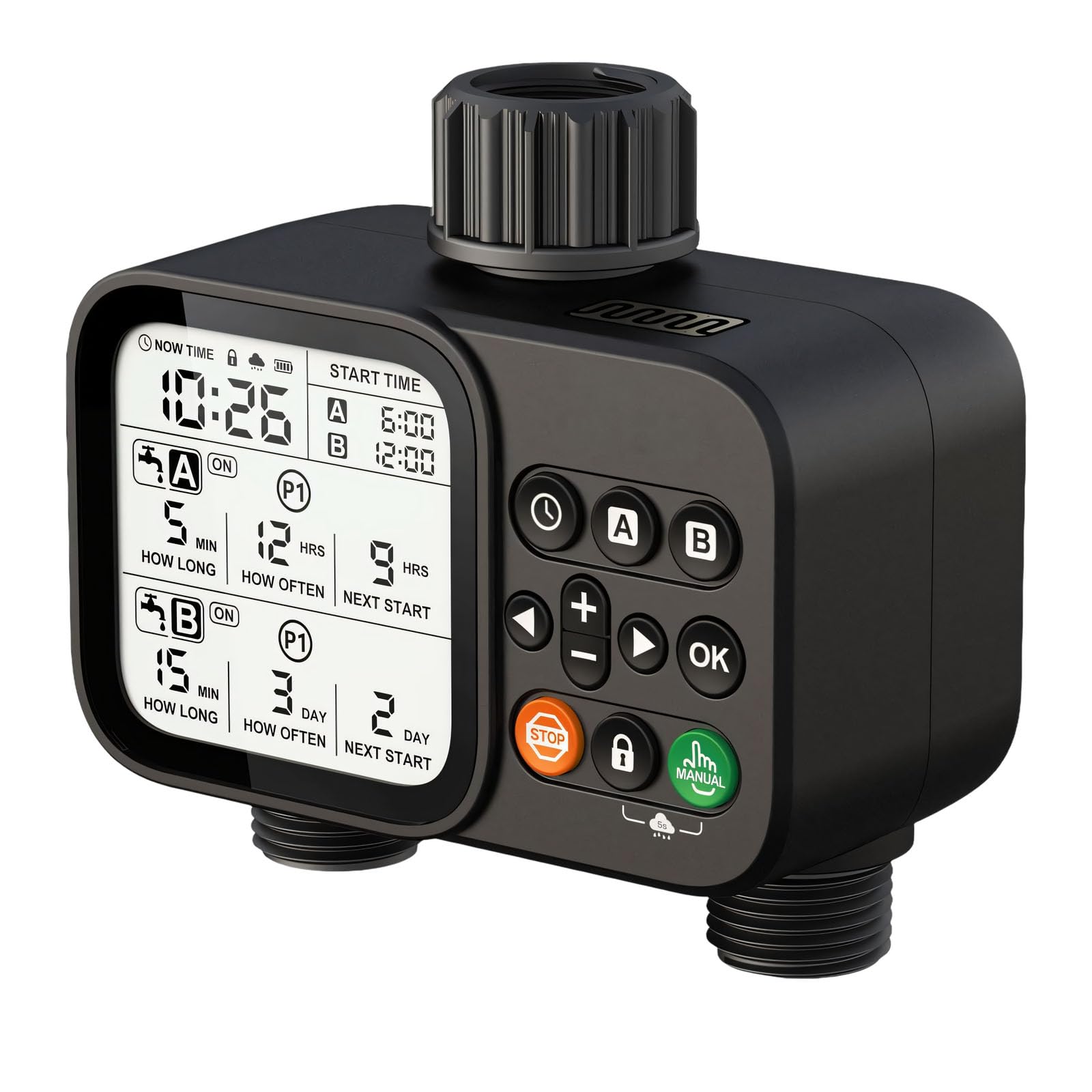 Temporizzatore automatico per irrigazione da giardino con display LCD per soluzione irrigazione cortili e piante Temporizzatore da giardinaggio in PVC ABS