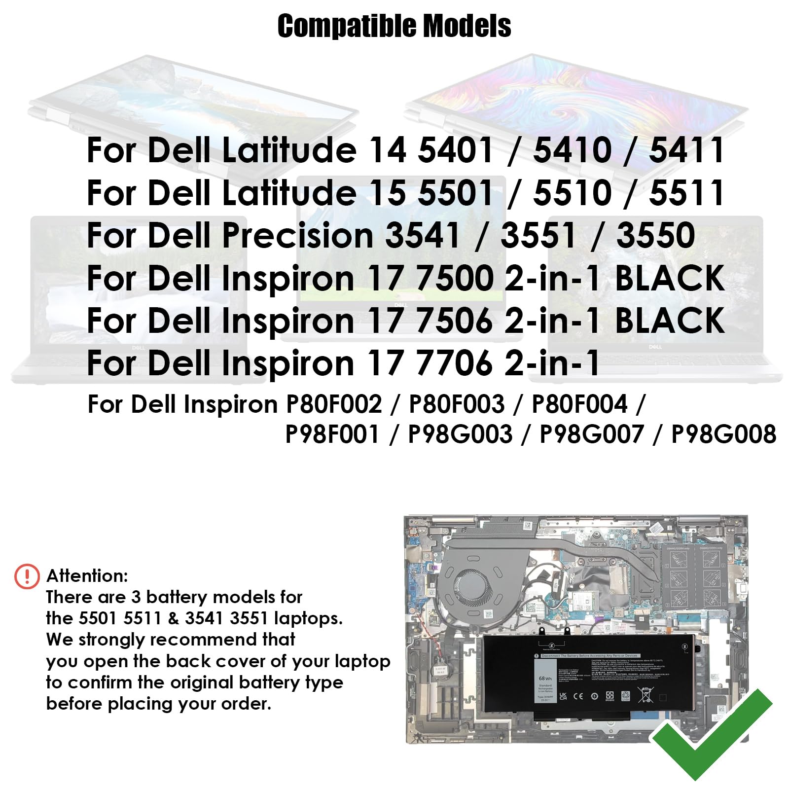 BLESYS 3HWPP Batteria per DELL Latitude 5510 5410 5511 Series [15.2V 68Wh]
