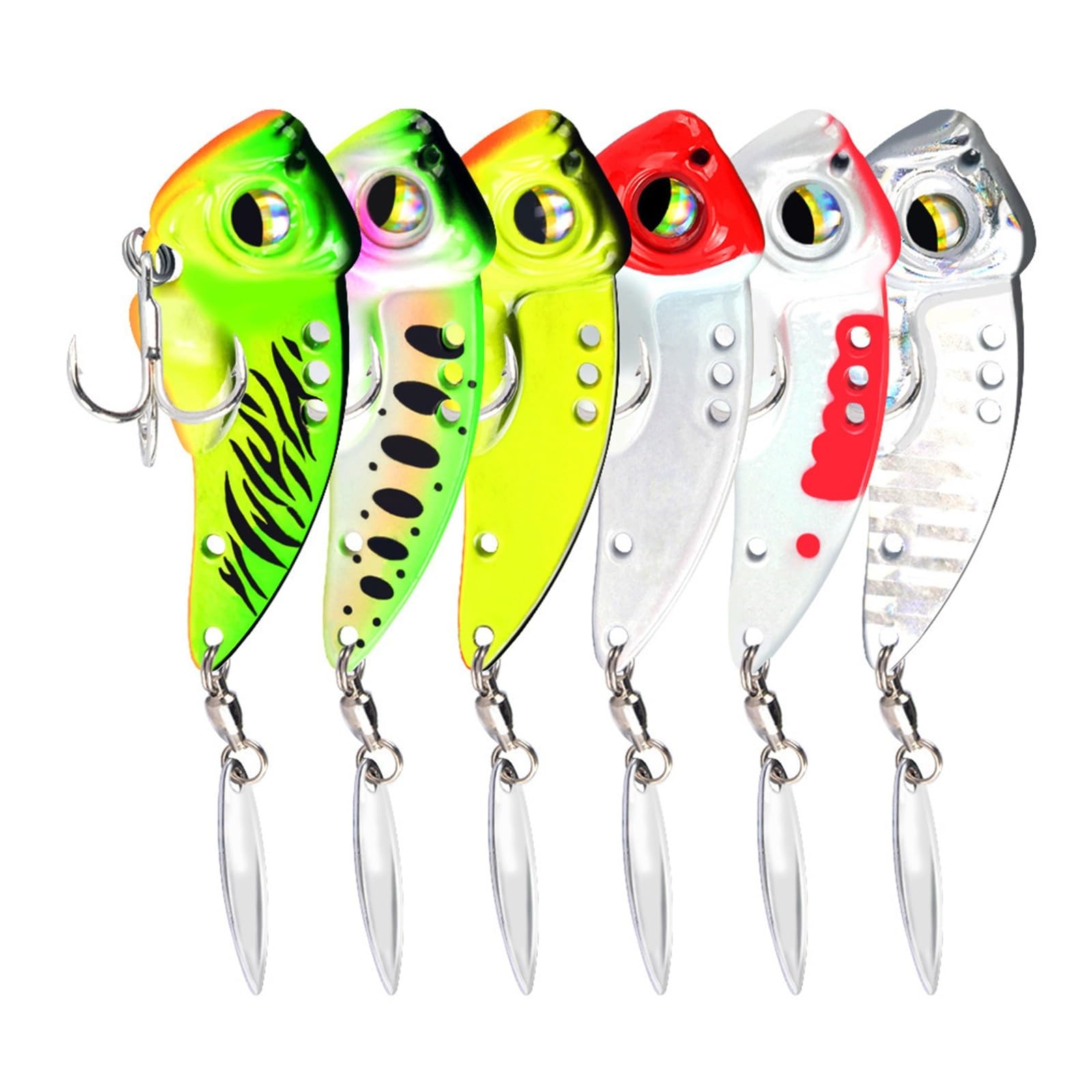 6 Pièces Ensemble 8.5g 17g Vib Cuillère Métal Leurres De Pêche Appât Bar Brochet Truite Gabarit Spinnerbait Paillettes Vibrant Pesca