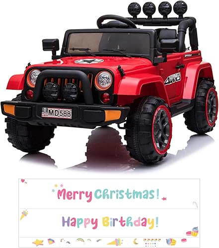 Miniatura 1 de Auto eléctrico de 12 V para niños con control remoto, calcomanías de bricolaje, 2 motores, luces LED, puertas de función completa, reproductor de