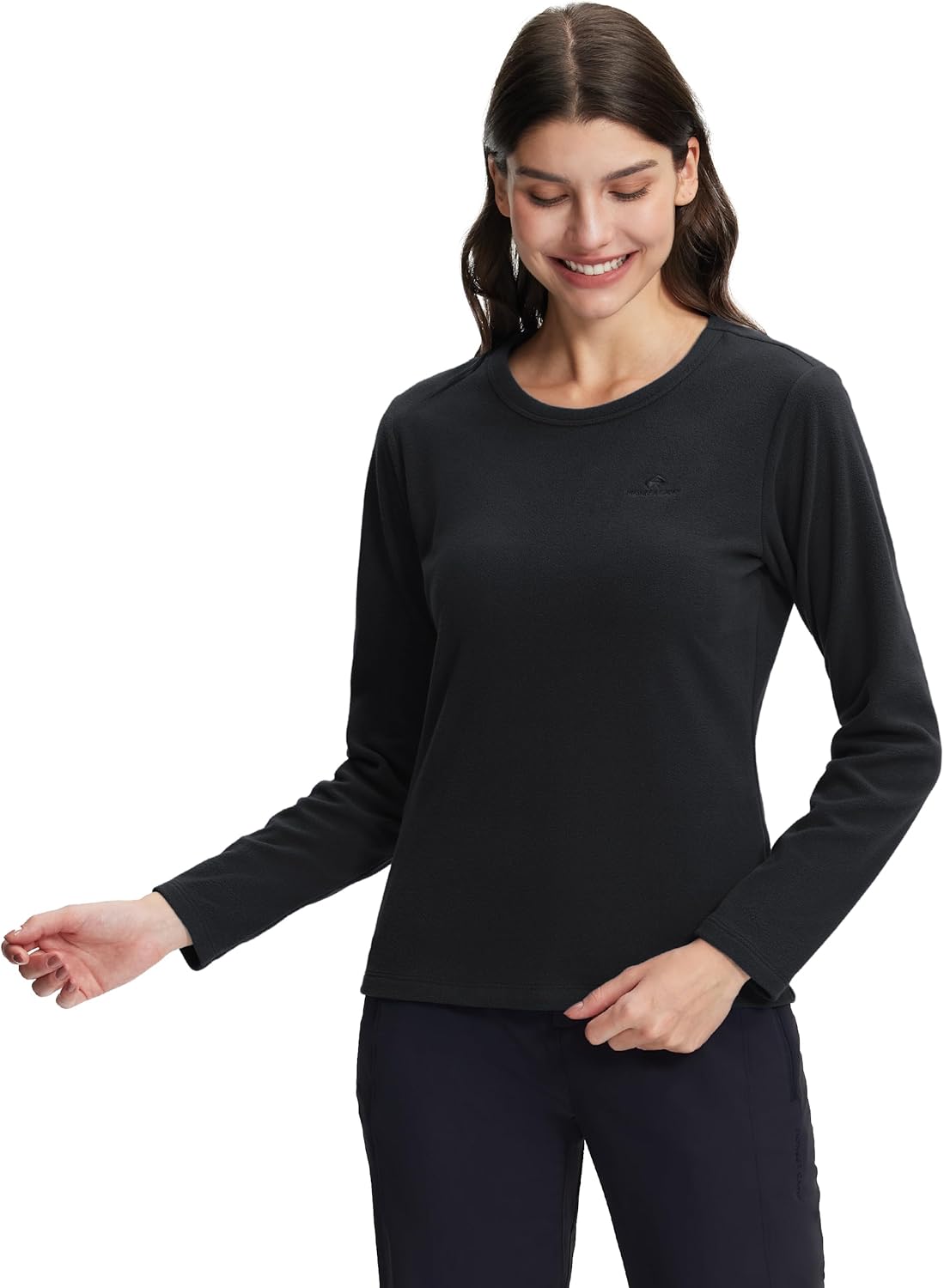 Pioneer Camp Women's Fleece Shirts Long Sleeve Base Layer Running Shirt, Thermal Top Crew Neck Base Layer for Winter - Image 2