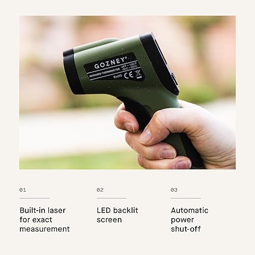 Miniatura 2 de Gozney Termómetro infrarrojo  Termómetro láser integrado con pantalla LED  Batería de 9 V incluida  Celsius y Fahrenheit  Accesorios para horno de
