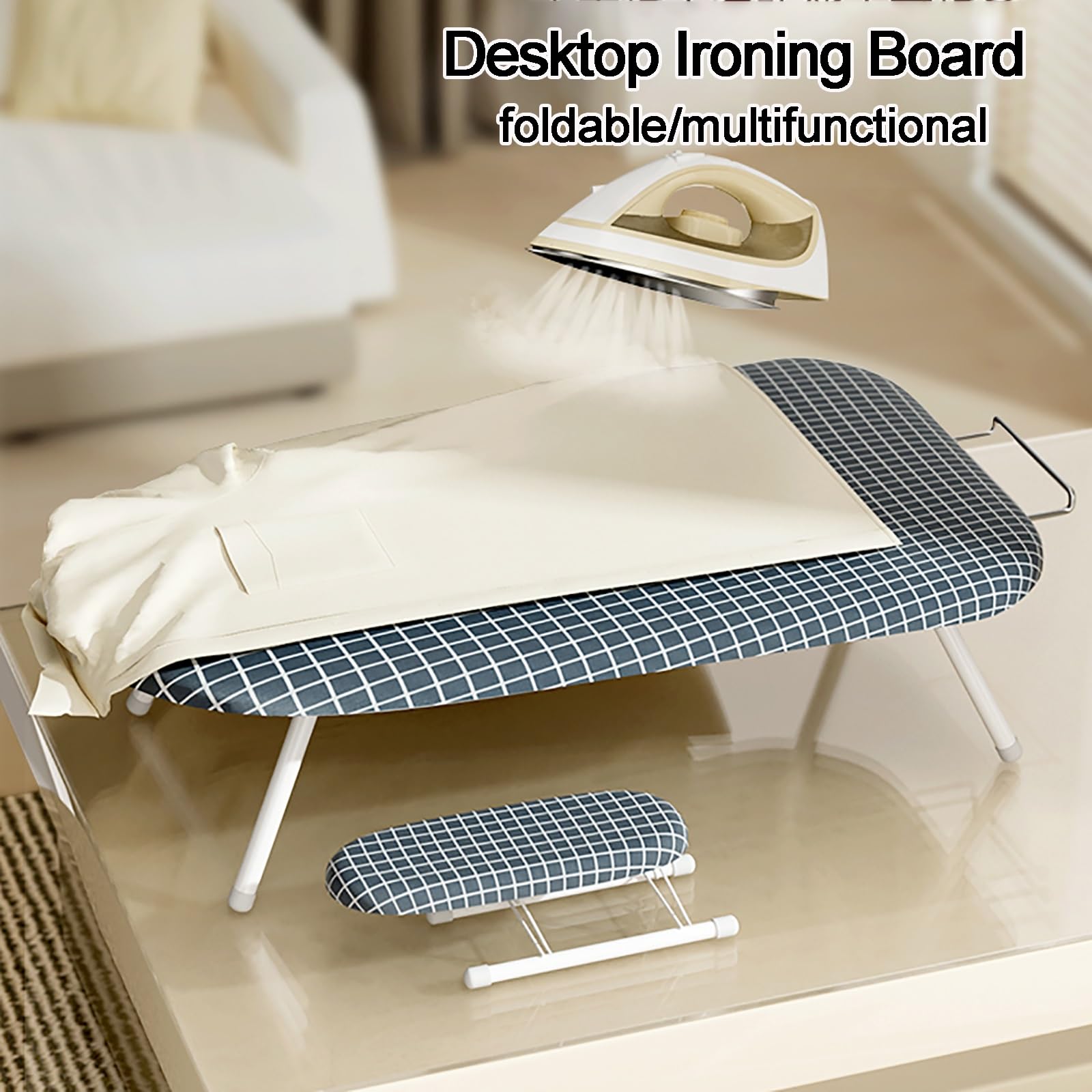 Tabla De Planchar De Mesa con Soporte para Plancha, Tabla De Planchar PortáTil con Funda Y Almohadilla, Tabla De Planchar Plegable Compacta Que Ahorra Espacio para ArtíCulos del Hogar, Dormitorio (Co