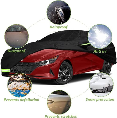 Miniatura 6 de YIXIN Funda impermeable para automóvil Hyundai Elantra 2006-2023, ajuste personalizado, correa 100% impermeable a prueba de viento y bandas de