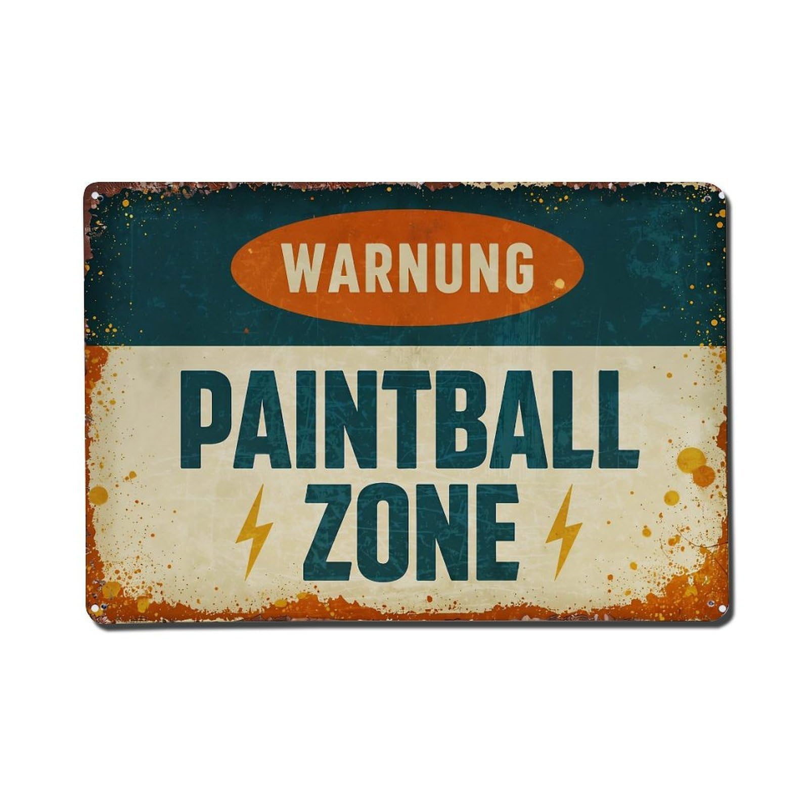 Jdfenggu Vintage Warning Paintball Zone Sign Retro Metal Tin Sign, Metal Poster For Bar, Home, Man Cave, Kitchen, Laundry Room Art Decor 8X12 Inch