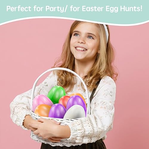 Miniatura 4 de Plástico 6 colores huevos de Pascua para niños para huevos de Pascua caza juego fiesta 3.2 pulgadas (24)
