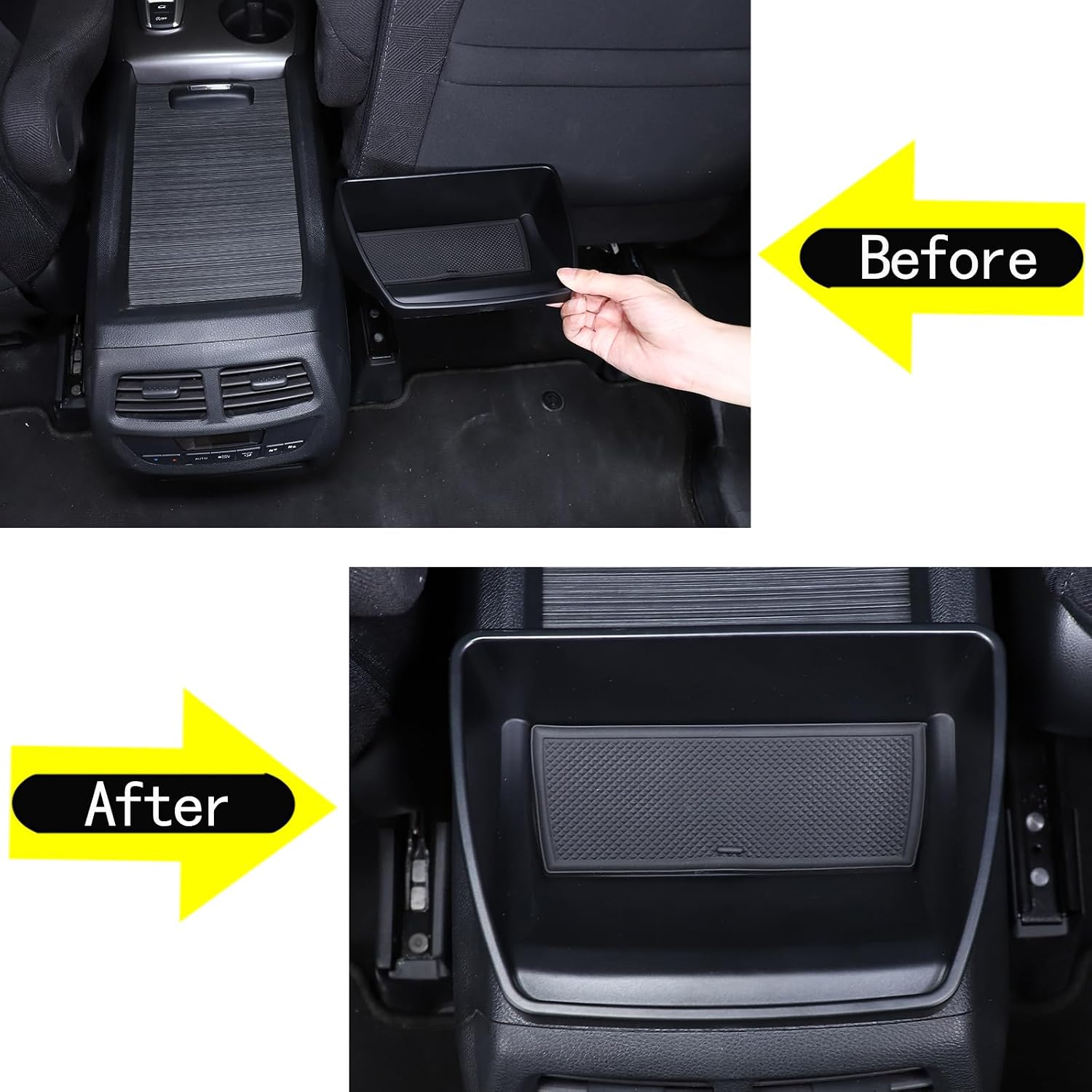Center Console Organizer (Black, Rectangular) Compatible with Honda Pilot 2015-2022, Ridgeline 2020-2023, Passport 2019-2023