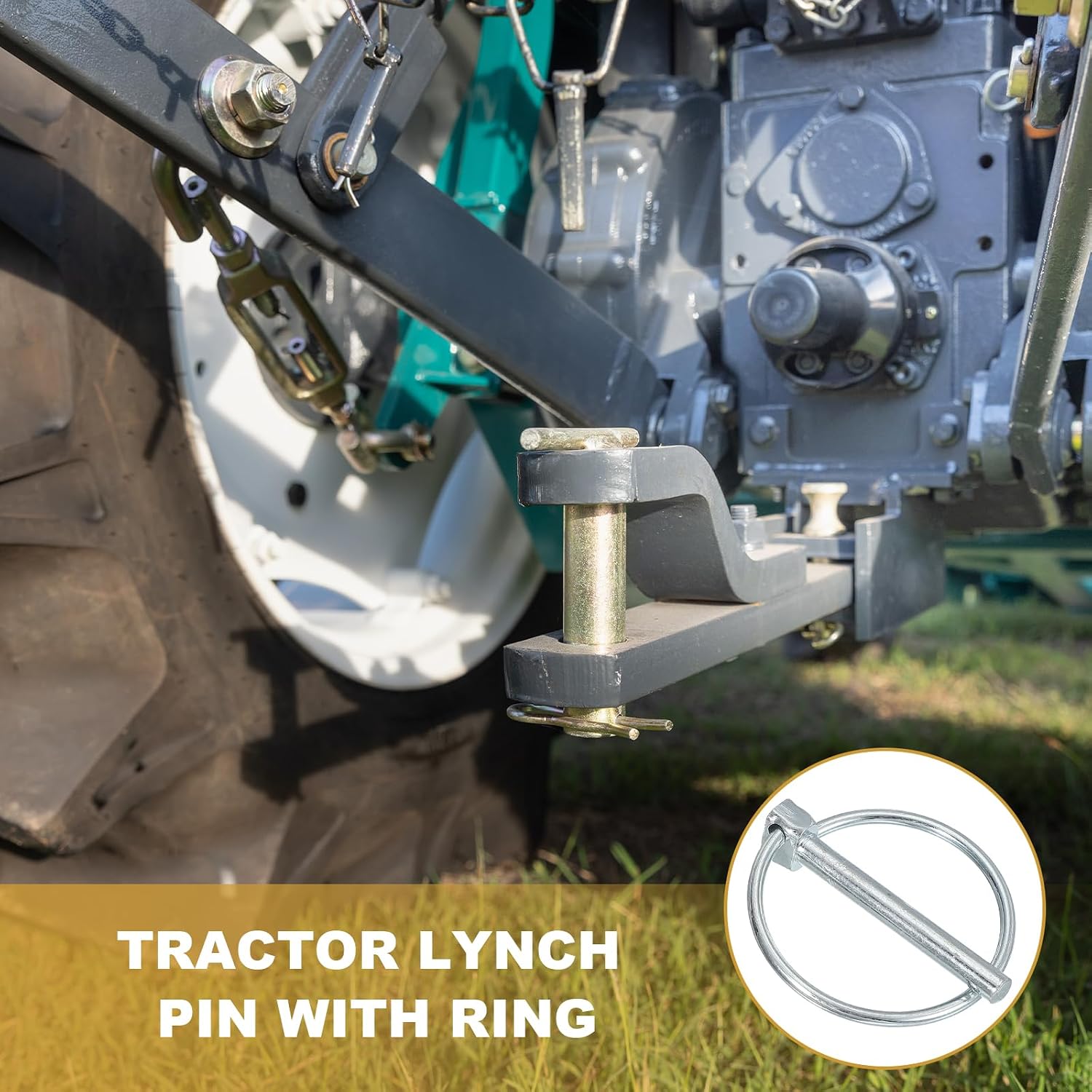 PATIKIL M5x40 mm Tractor Lynch Pin with Ring, 5 Pcs Heavy Duty Assortment Kit Lock Pin Clips for Tractors Trailer Farm Trucks Mowers, Silver Tone