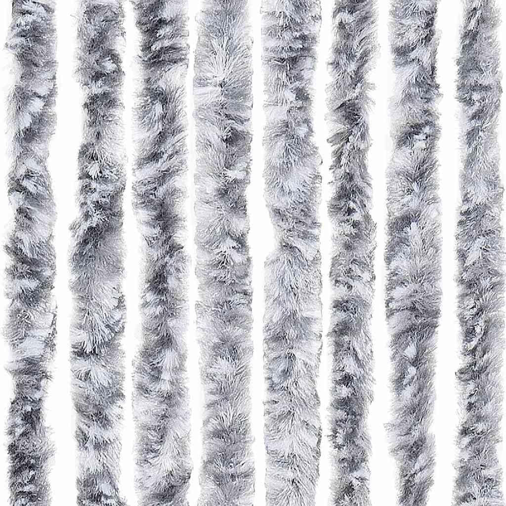Zasłona przeciw komarom szenilowa 90 x 200 cm biała i szara