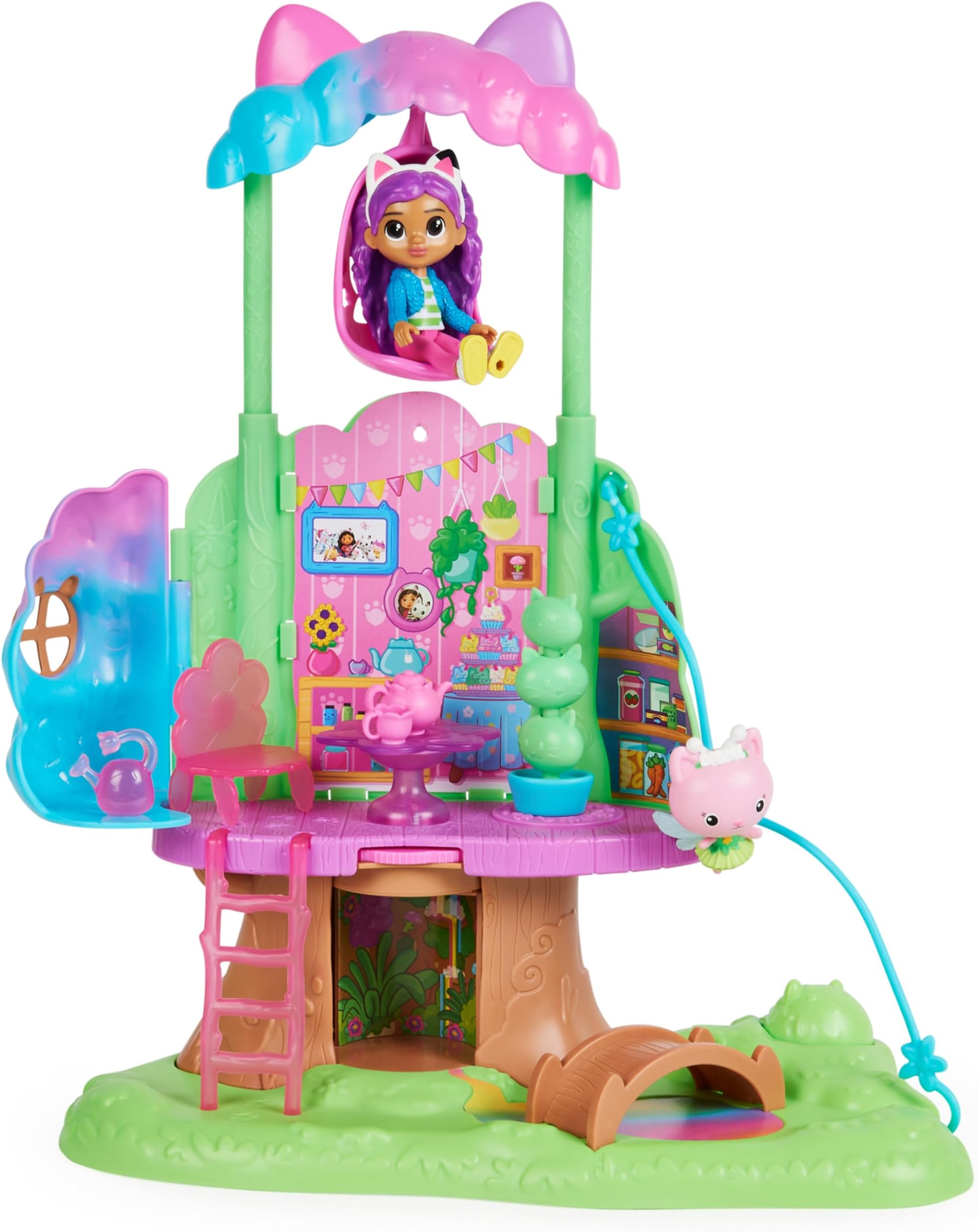 Gabby’s Dollhouse, Transforming Garden Treehouse Playset with Lights, 2 Figures, 5 Accessories, 1 Delivery, 3 Furniture, Kids’ Toys for Ages 3 and above