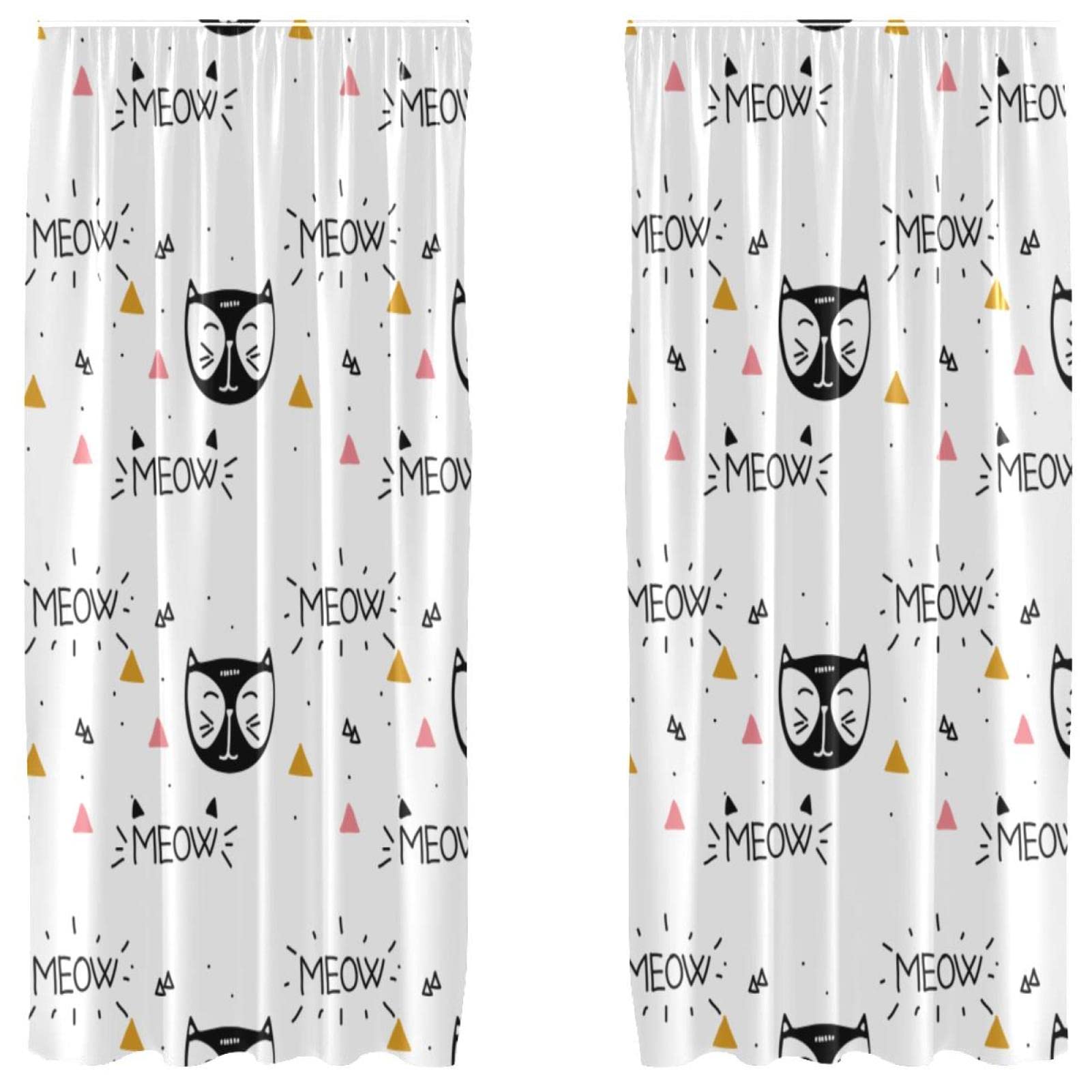Cortinas de gatos negros para el dormitorio infantil, pack de 2 paneles ligeros de 55x84"
