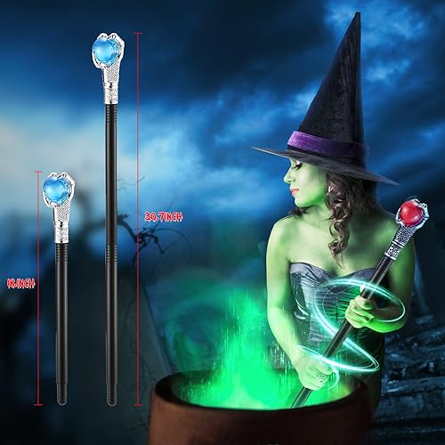 Miniatura 2 de Chivao 2 piezas de Halloween Fuego Dragón Garra Bastón Rojo Orbe Dragón Bastón Azul Orbe Decoración Bastón Mago Bruja Varita Real Rey Reina Cetro