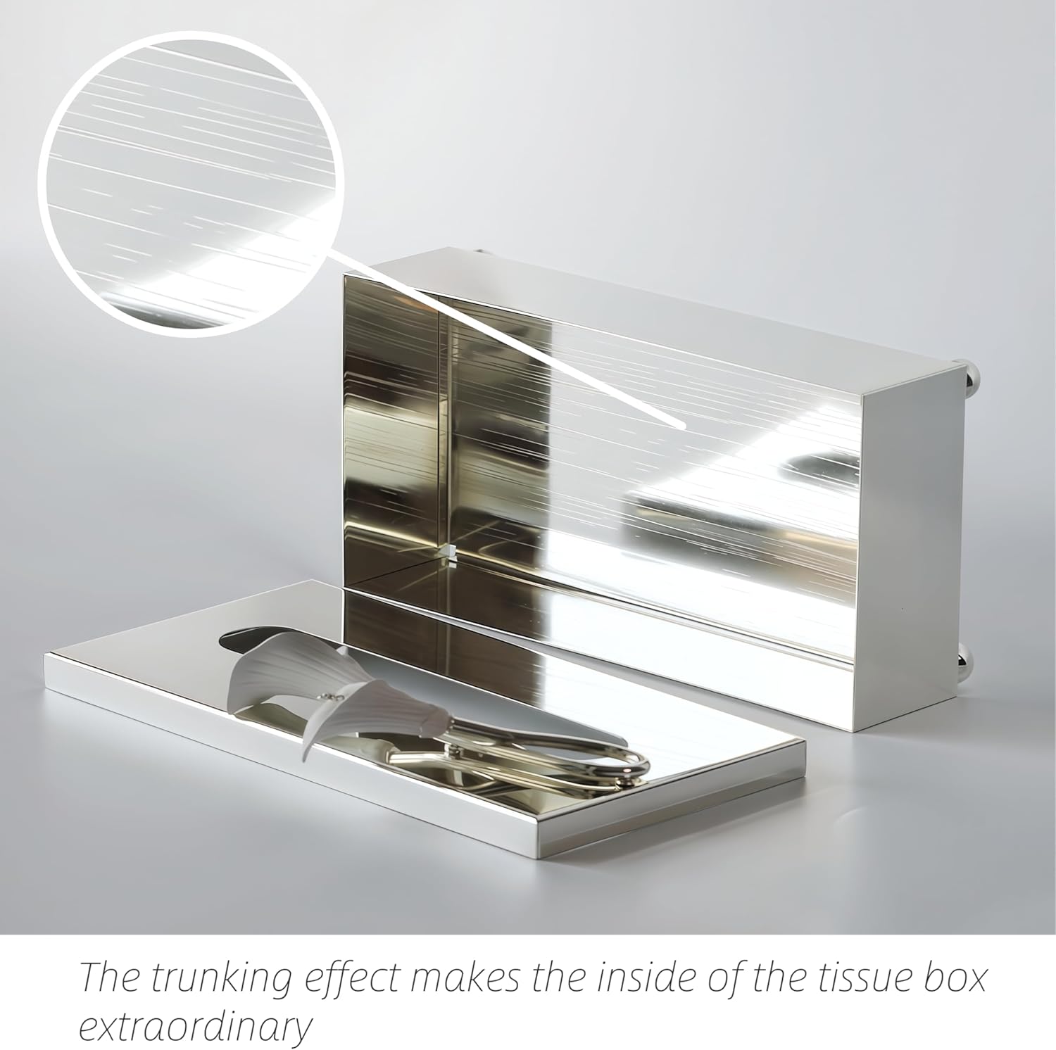 Silver Rectangular Tissue Box，Guest Towel Holder Tray for Bathroom – Napkin Organizer for Disposable Paper Towels, Elegant Hand Towel Box for Powder Room,Use Luxurious Napkin Box for Dressing Room