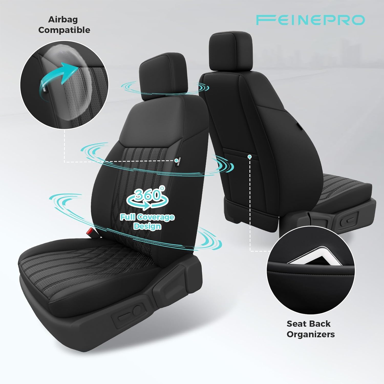 Seat Covers for Ford Ranger SuperCrew5 XLT Lariat 2019 2020 2021 2022 2023 & SuperCrew5 XL 2021-2023 Full Set, Rear w/Cup Holder, Leather Seat Cover Accessories Black