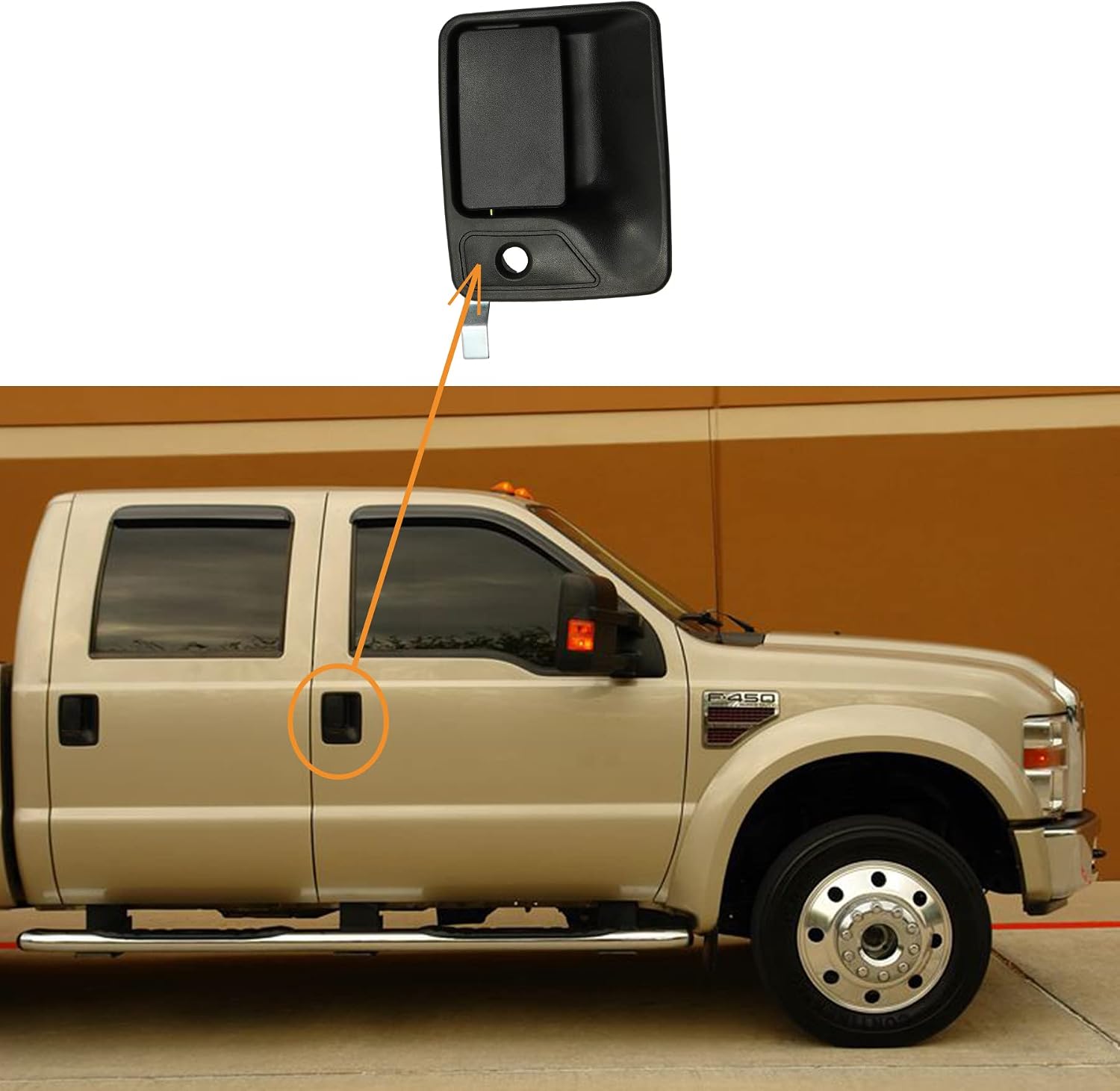 Exterior Door Handle, Front Outside Right Passenger Side with Key Hole, Compatible with 1999-2016 Ford F-250 F-350 F-450 F-550 Super Duty | 2000-2005 Ford Excursion & More 7C3Z-2522404-AA 79307