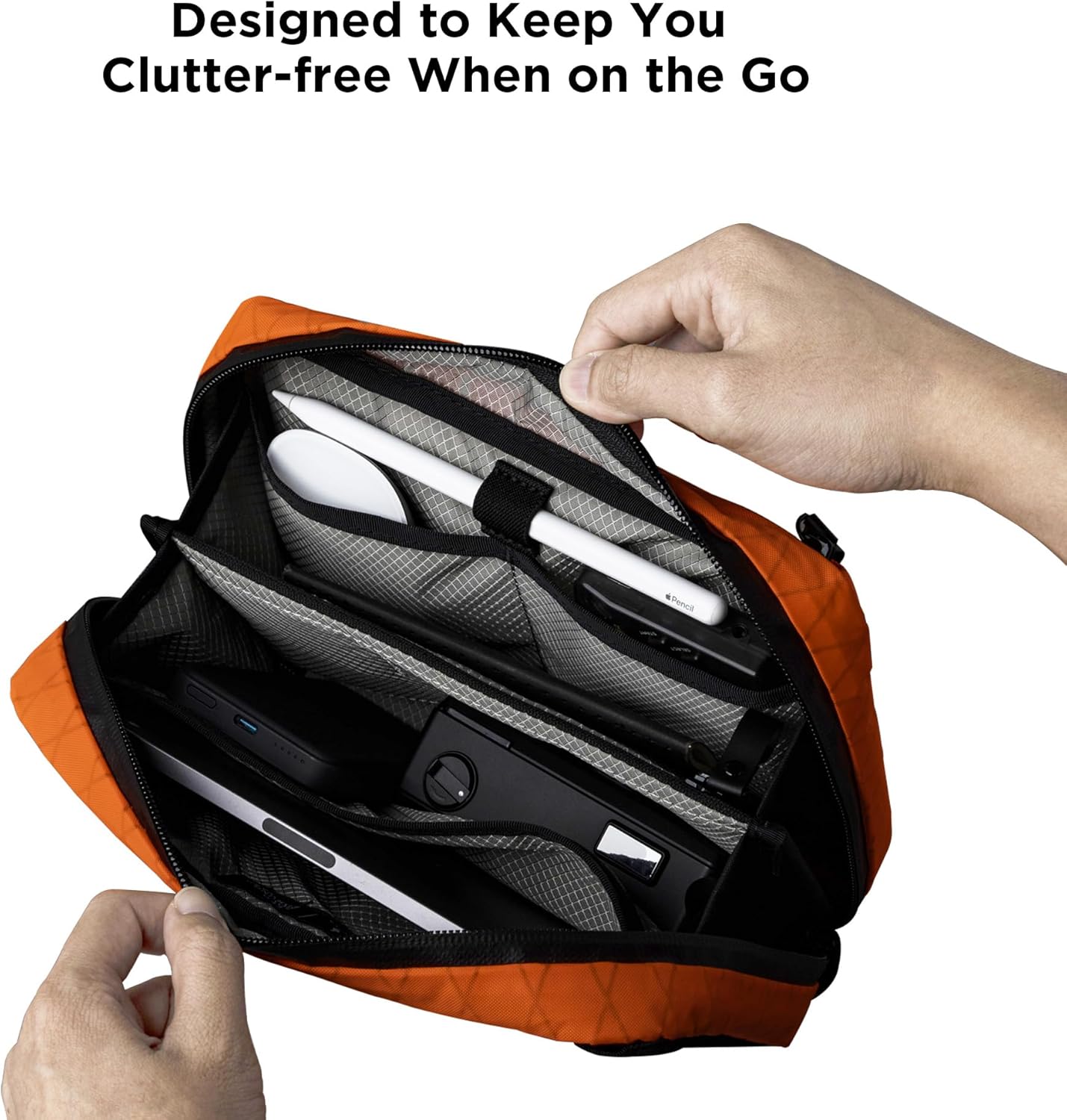 ALPAKA Elements Tech Case Hot Orange & Magnetic Stabilizer Strap - Accessory for Crossbody Bag - Quick Release