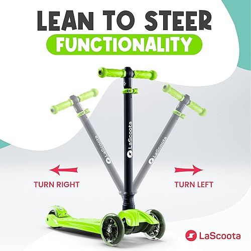 Miniatura 6 de LaScoota 2-in-1 Kids Kick Scooter Adjustable Height Handlebars and Removable Seat 3 LED Lighted Wheels and Anti-Slip Deck for Boys  Girls Aged 3-12