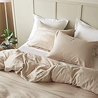 Vista 6 de Simple&Opulence Juego de funda de edredón de lino francés de 88 x 92 pulgadas, 5 piezas (1 funda de edredón, 4 fundas de almohada), mezcla de lino