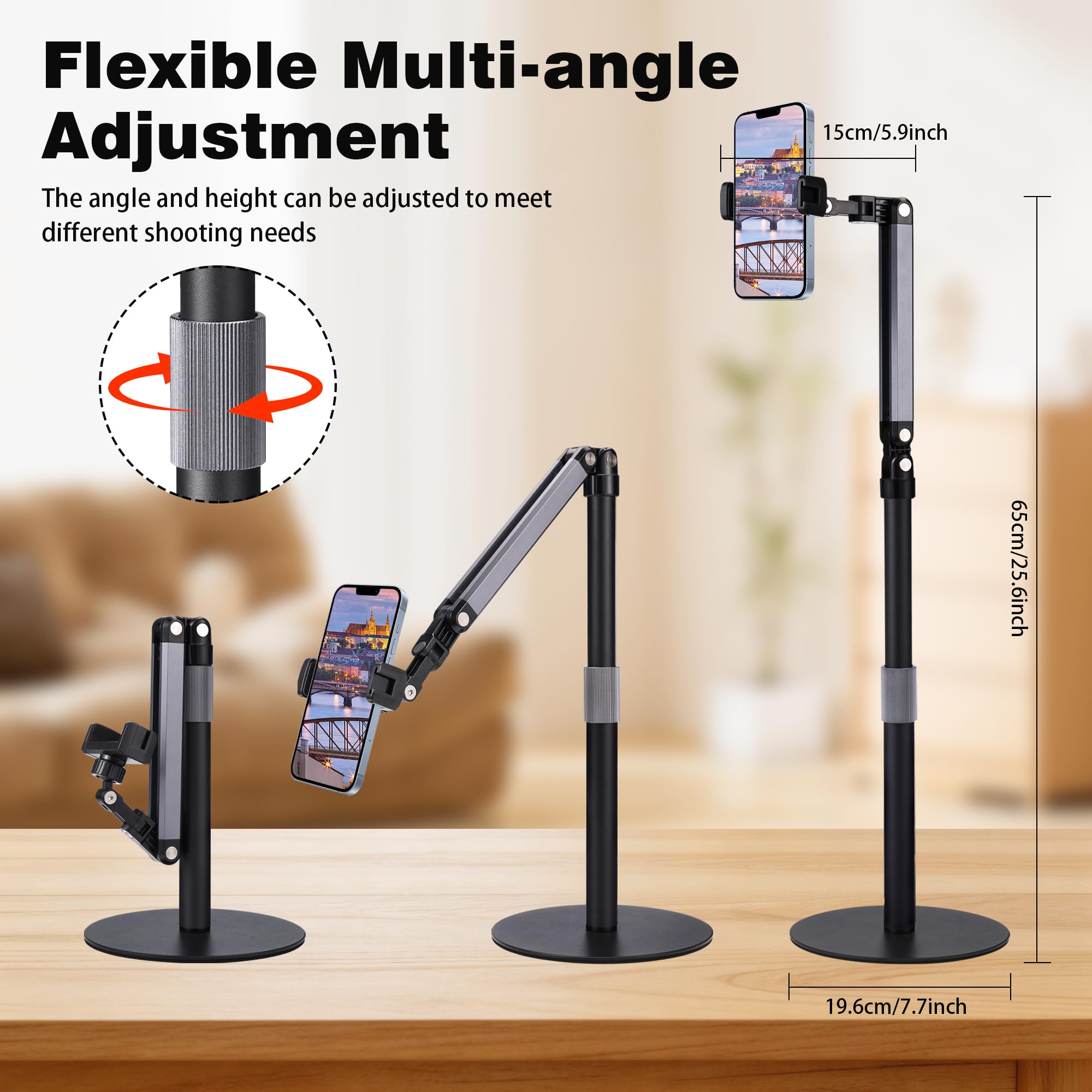YSSHUI Handyhalterung Überkopf, Flexibler Arm 360° drehbar