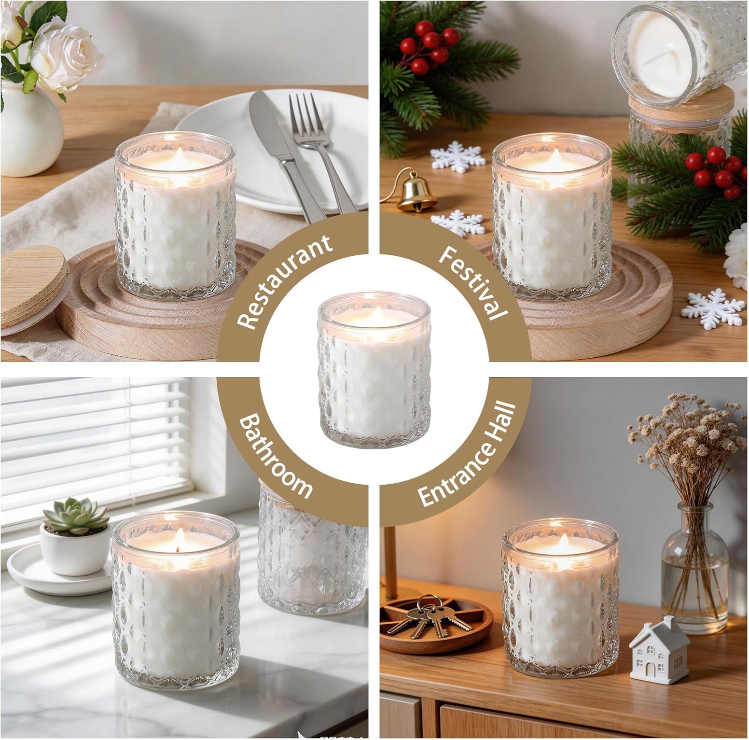 12 Pack of 6.5oz Bulk Vanilla Scented Soy Candles - Aromatherapy Candles for Stress Relief, Relaxation, Home Decor, Birthdays & Weddings