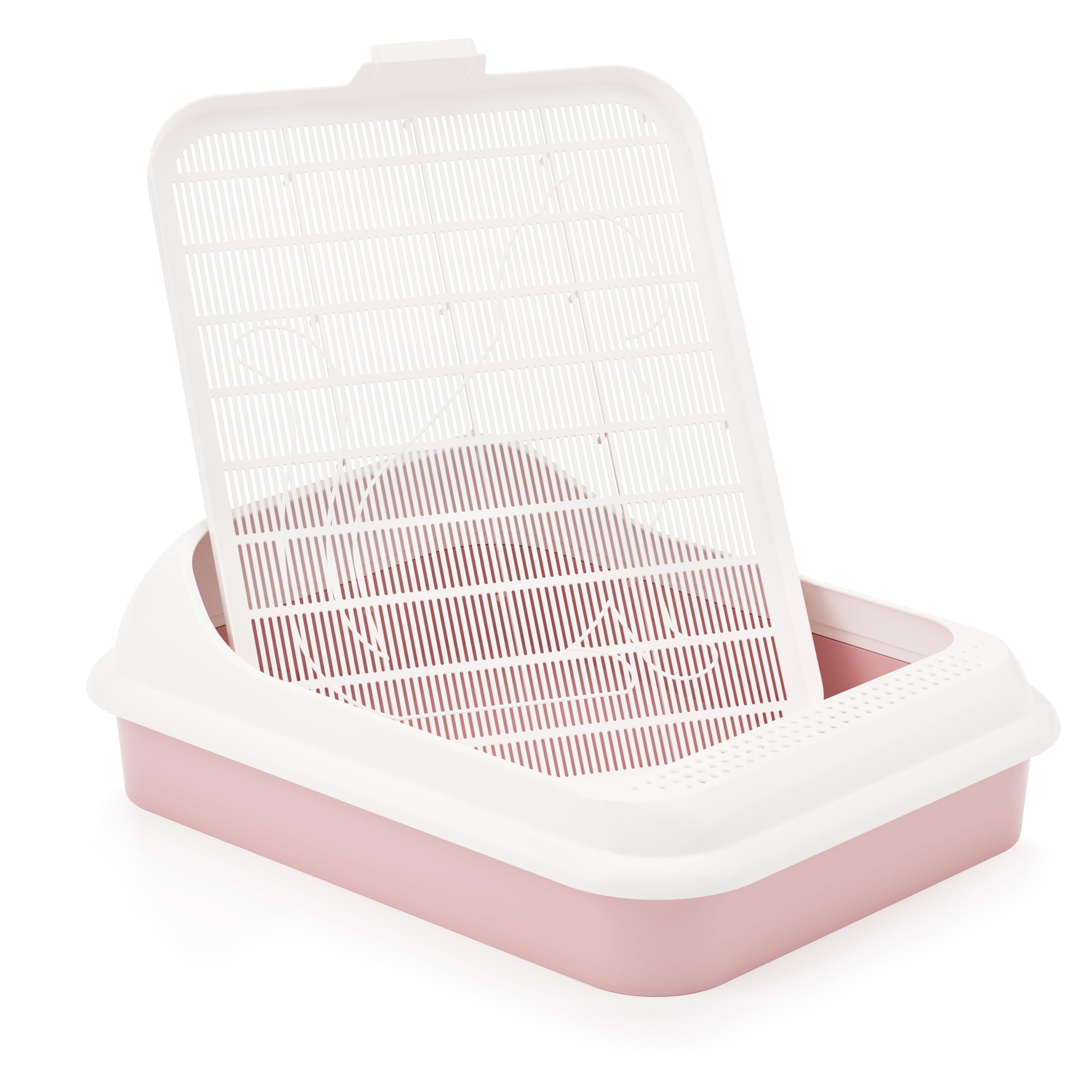4BIG.fun Set Katzentoilette mit Reinigungssieb und Erste Schalentoilette für Kätzchen Katzenbabys Kaninchen Katzenklo Reinigungssieb Rosa