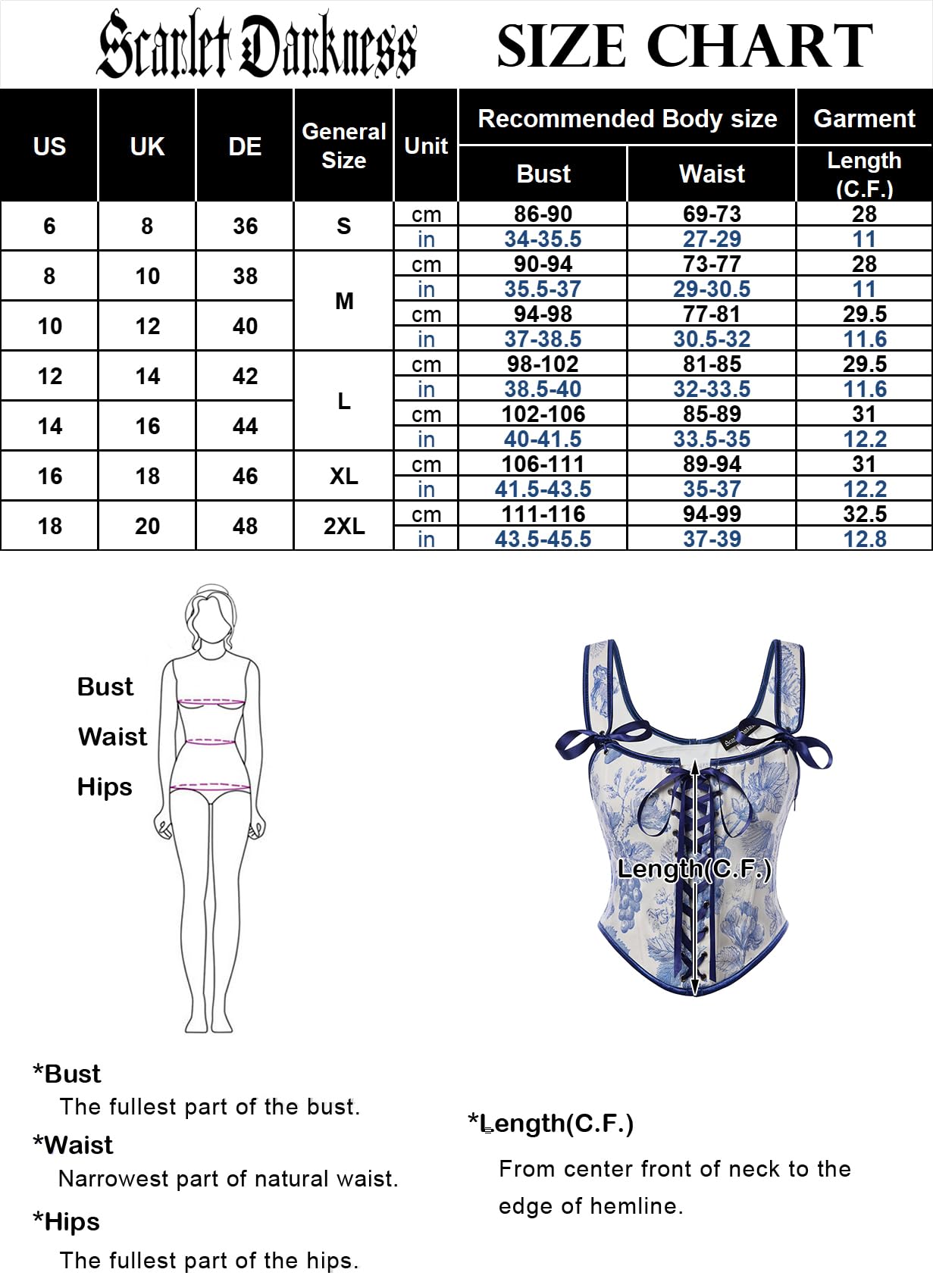 SCARLET DARKNESS Corsetto da donna rinascimentale, scollo a U, con stampa floreale, corsetto con lacci