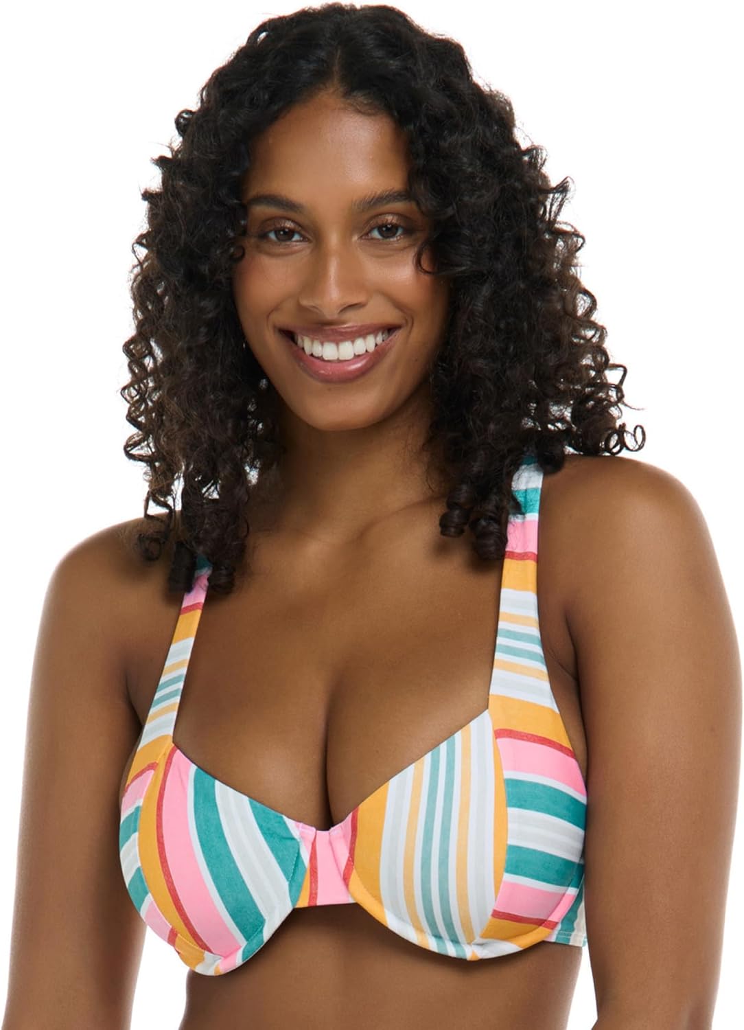 EIDON Women's Maya Soft Underwire Bikini Top with 2-Way Tie Back in D, Dd, E & F Cups