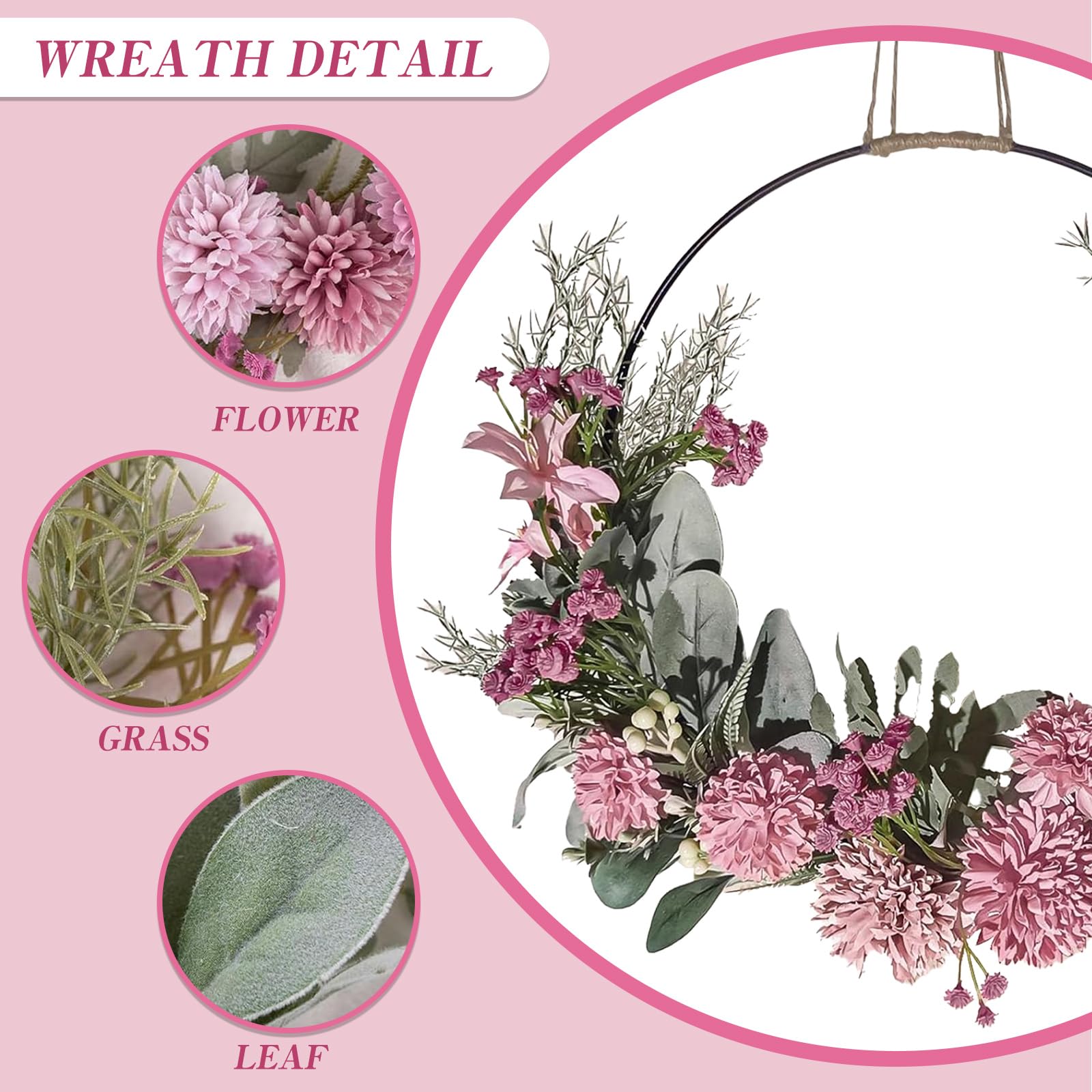 Ghirlanda Pasquale, Primaverile per Porta d'Ingresso, Fiori Artificiali, Decorativa per Pareti, Feste, Finestre, Matrimoni, Interni ed Esterni