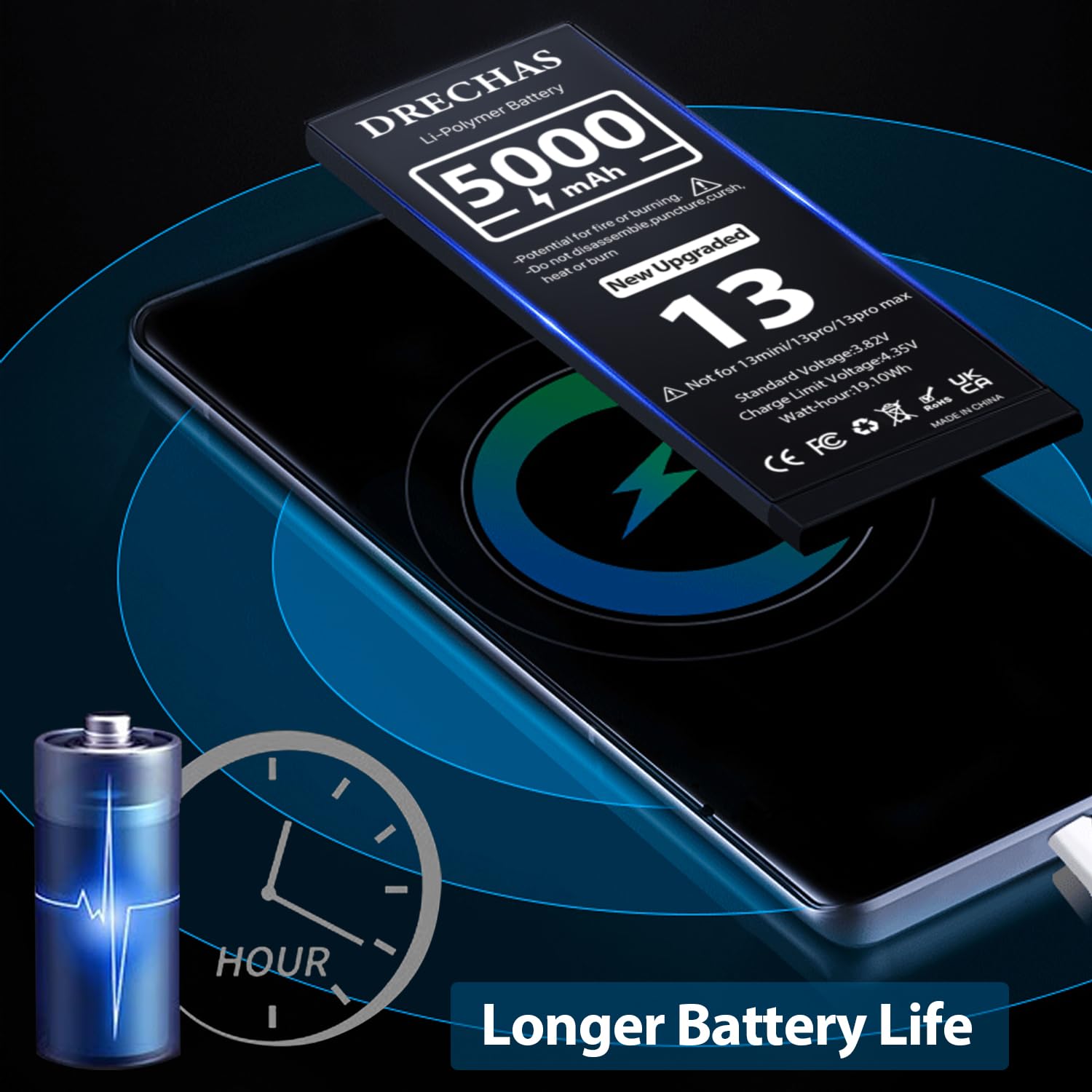 Amazon.com: [5000mAh]Battery for iPhone 13, 2024 New